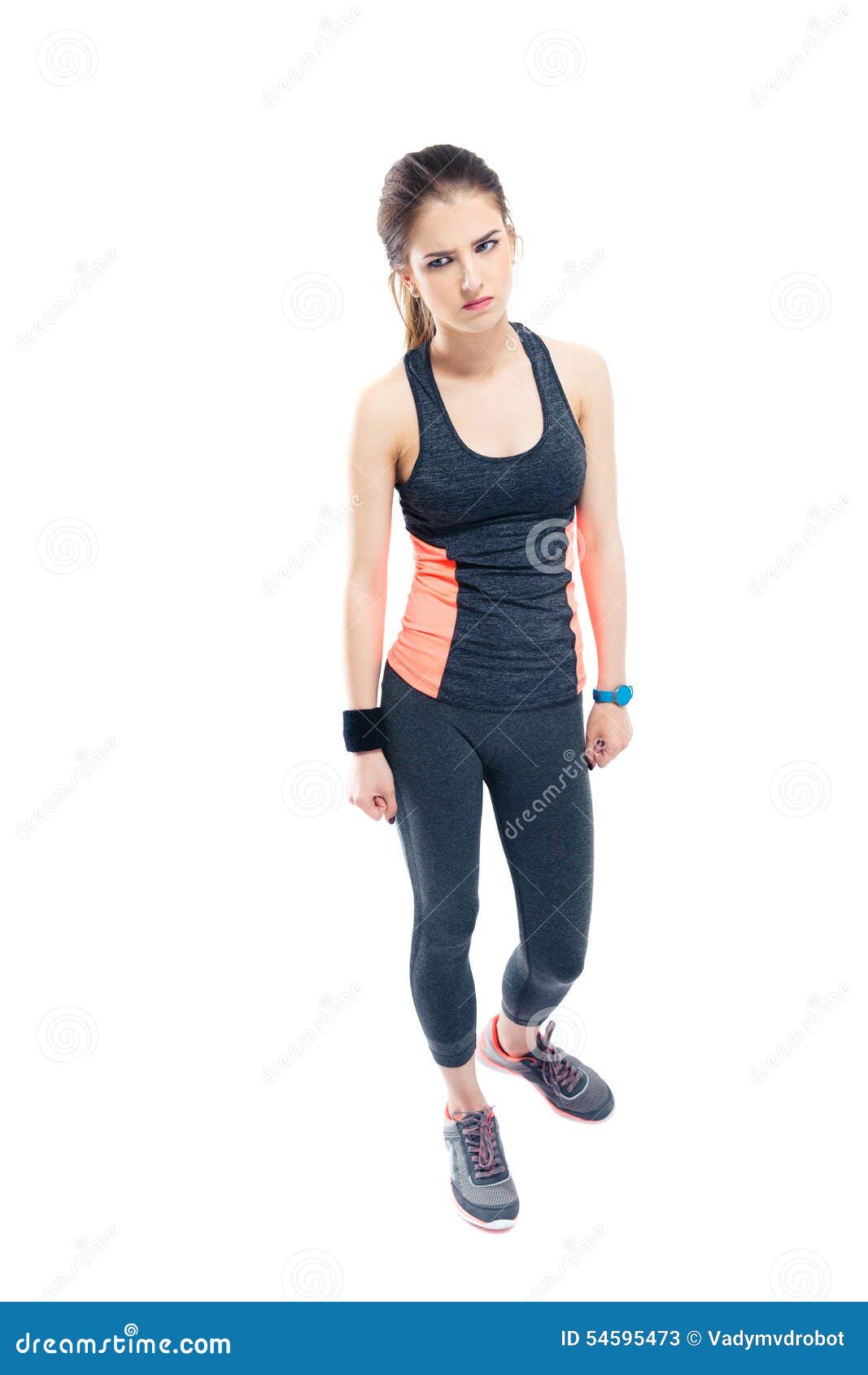 Full Length Portrait of a Pensive Sporty Woman Stock Image - Image of ...