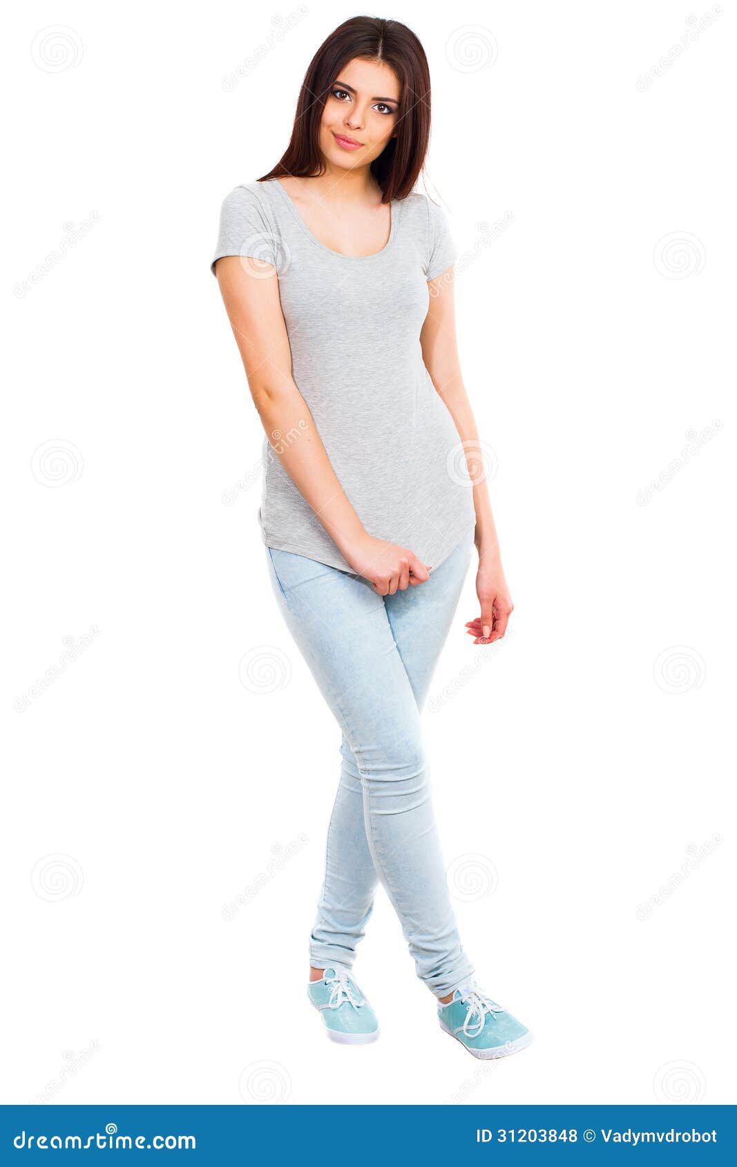 Full Length Portrait of a Pretty Young Woman Stock Photo - Image of ...