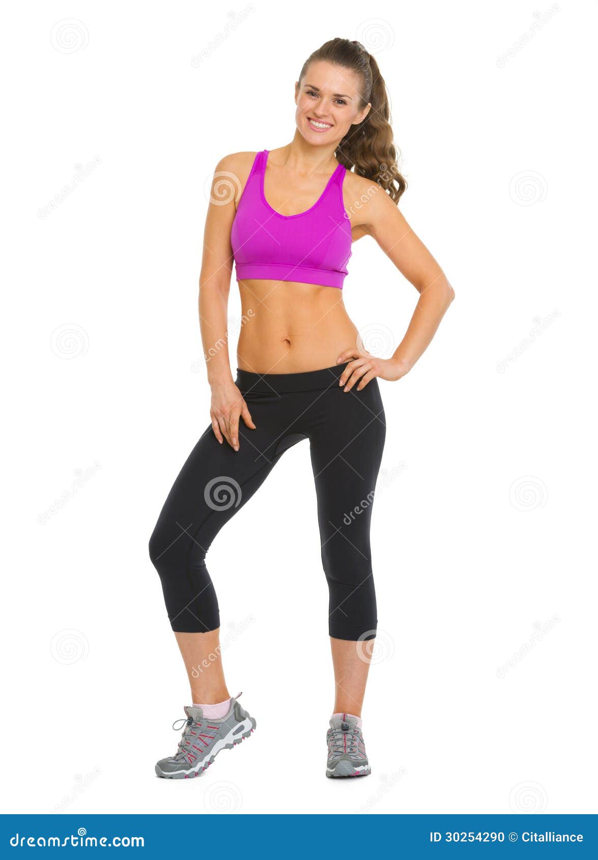 Full Length Portrait of Smiling Fitness Woman Stock Photo - Image of ...