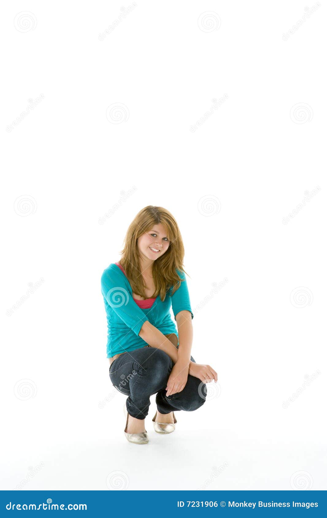 Teenage Girl Crouching Stock Image 72560113 