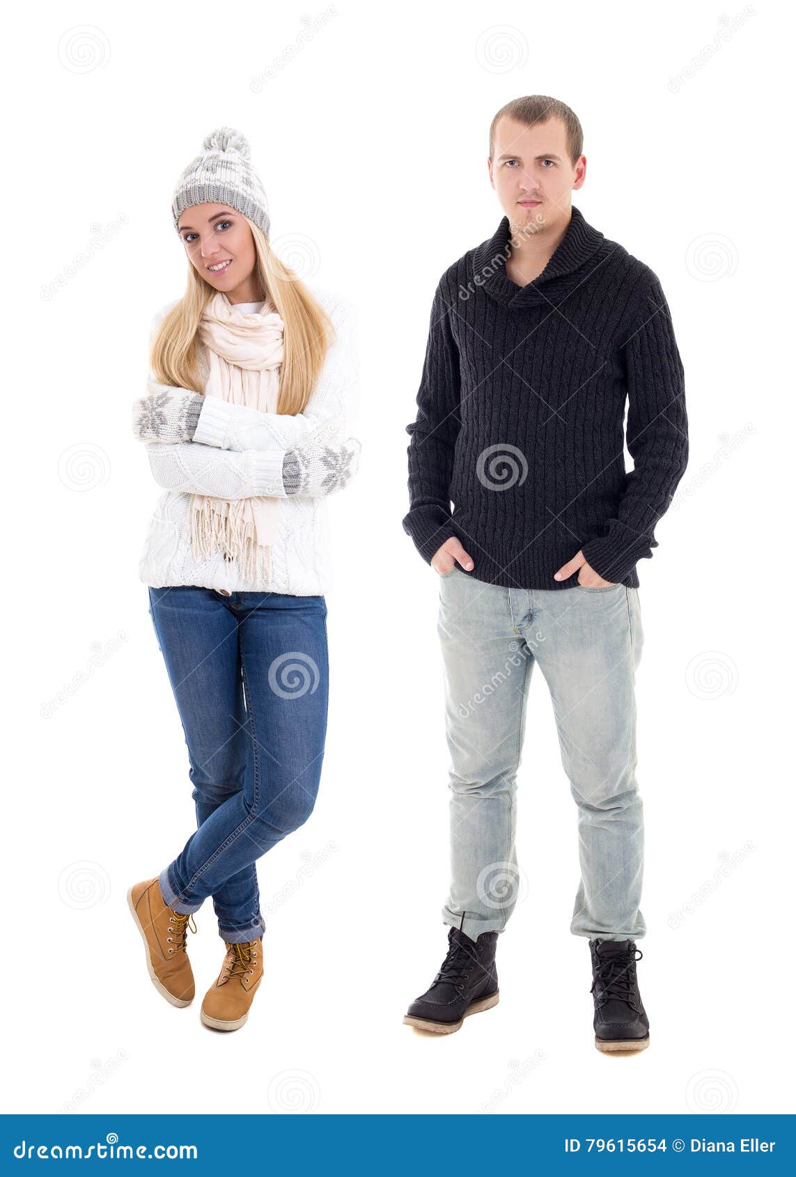 Full Length Portrait of Young Beautiful Woman and Handsome Man I Stock ...