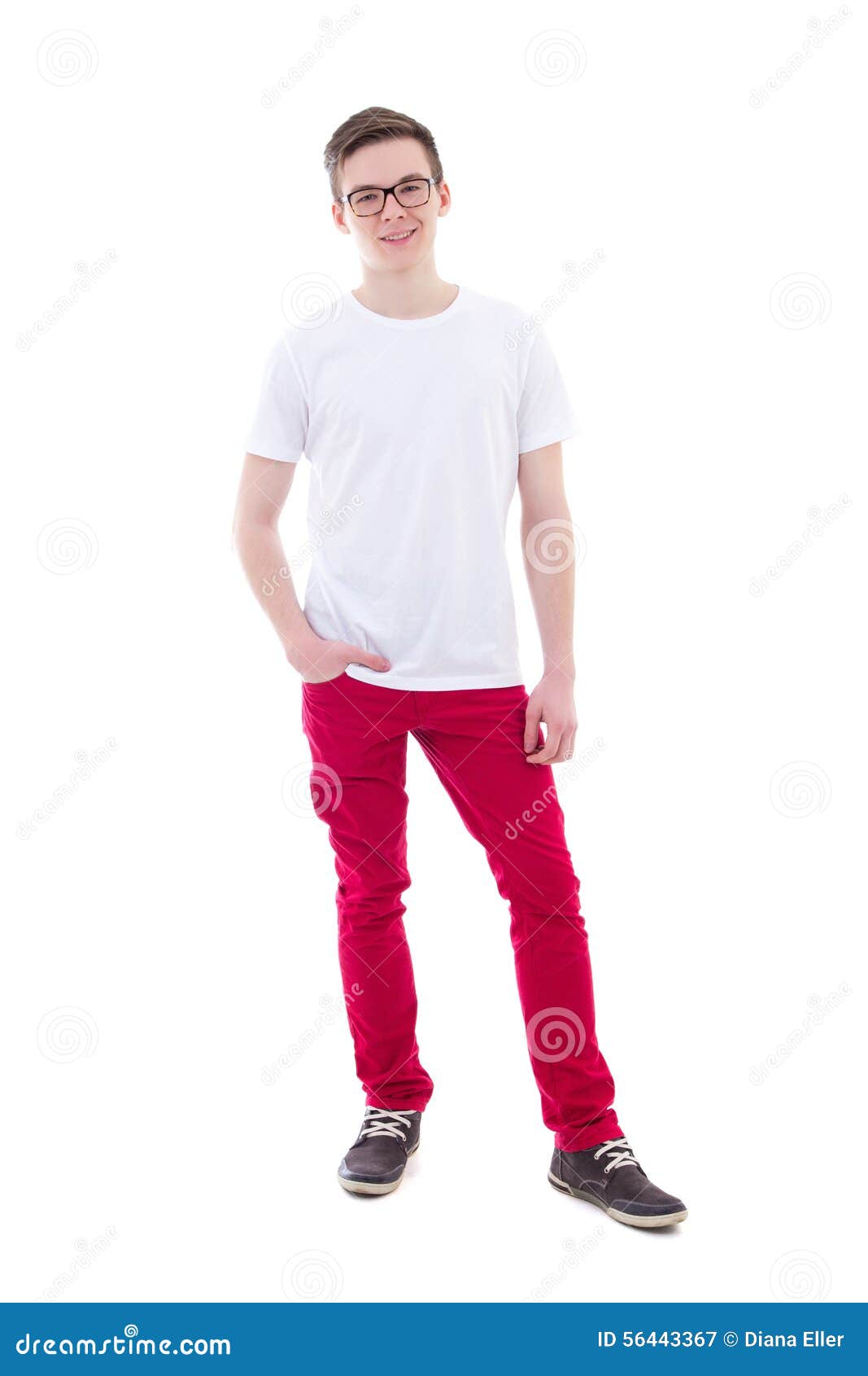 Full Length Portrait of Young Man Standing Isolated on White Stock ...