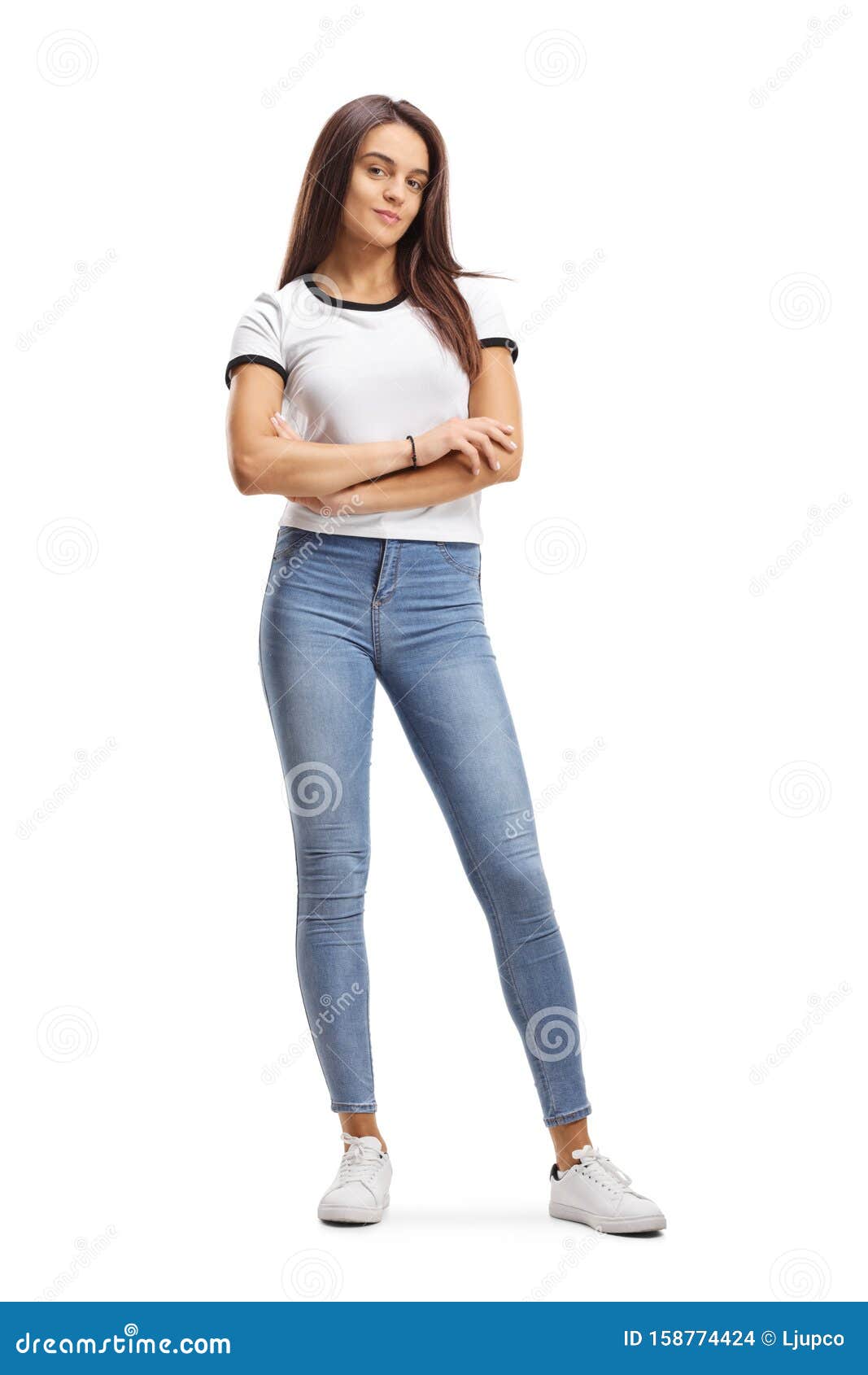 Young Tall Brunette Standing and Looking at the Camera Stock Photo ...