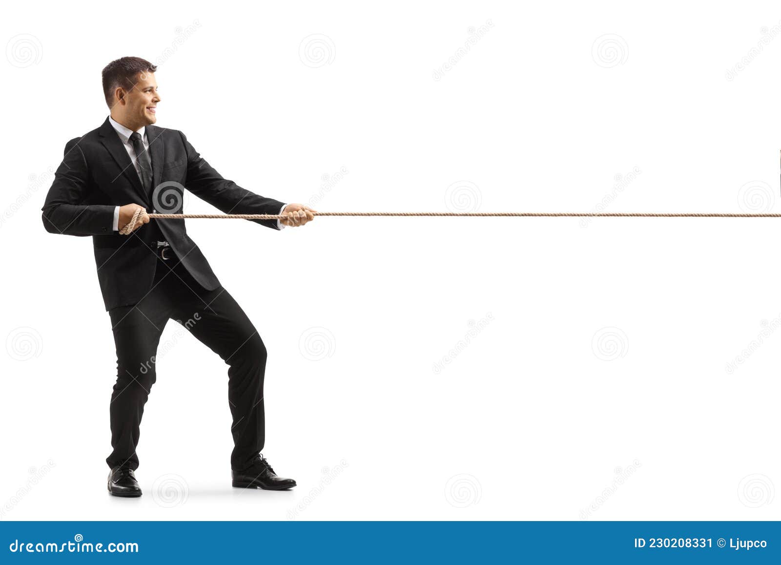 Full Length Profile Shot of a Businessman in Suit and Tie Pulling a Rope  Stock Image - Image of people, strain: 230208331