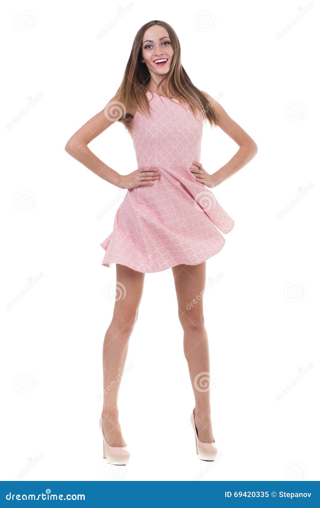 Full Length Of Sensual Woman In Short Dress Dancing Against Isolated ...