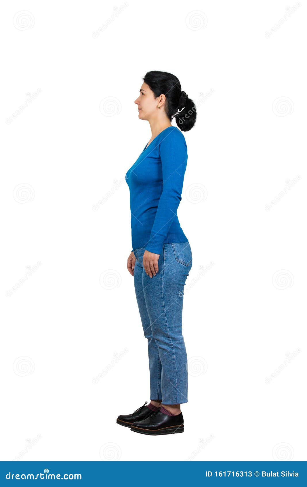 Side view of slim woman standing in yoga pose Vector Image