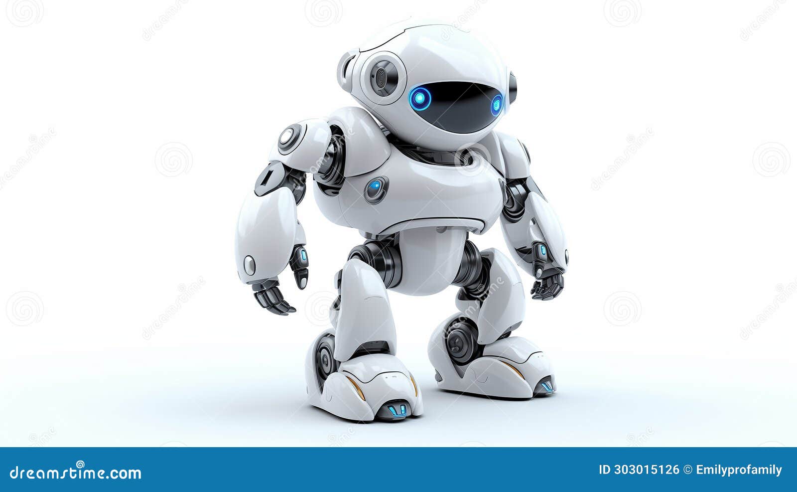 full-length view of robot on pure white background