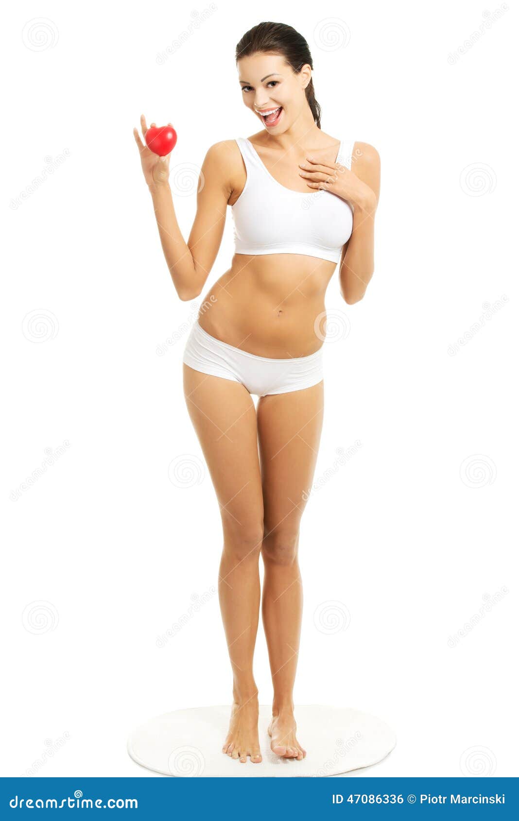 Full Length Woman in Underwear Holding Heart Model Stock Photo - Image of  happy, cardiology: 47086336