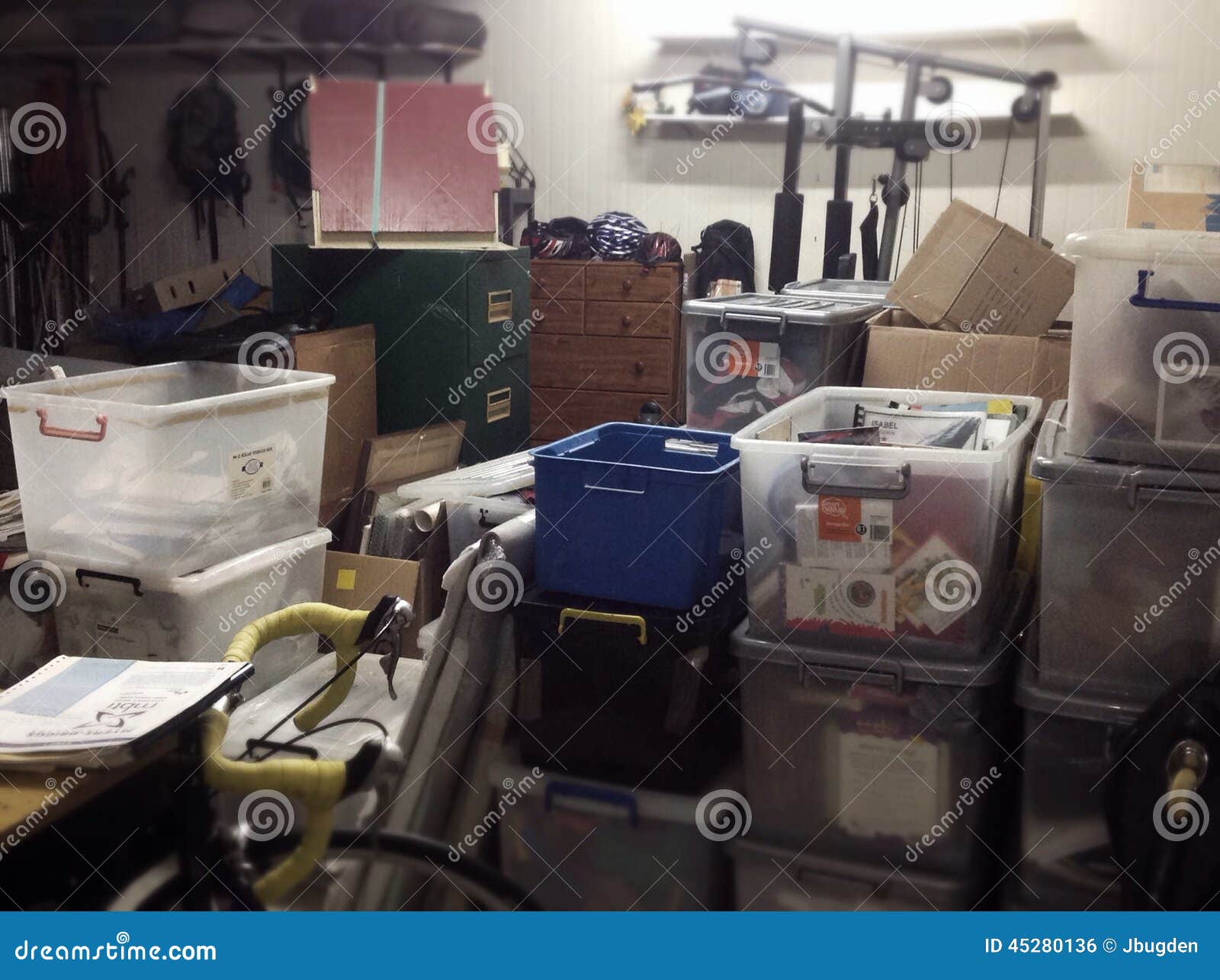 Full Messy Storage Shed stock photo. Image of moving 