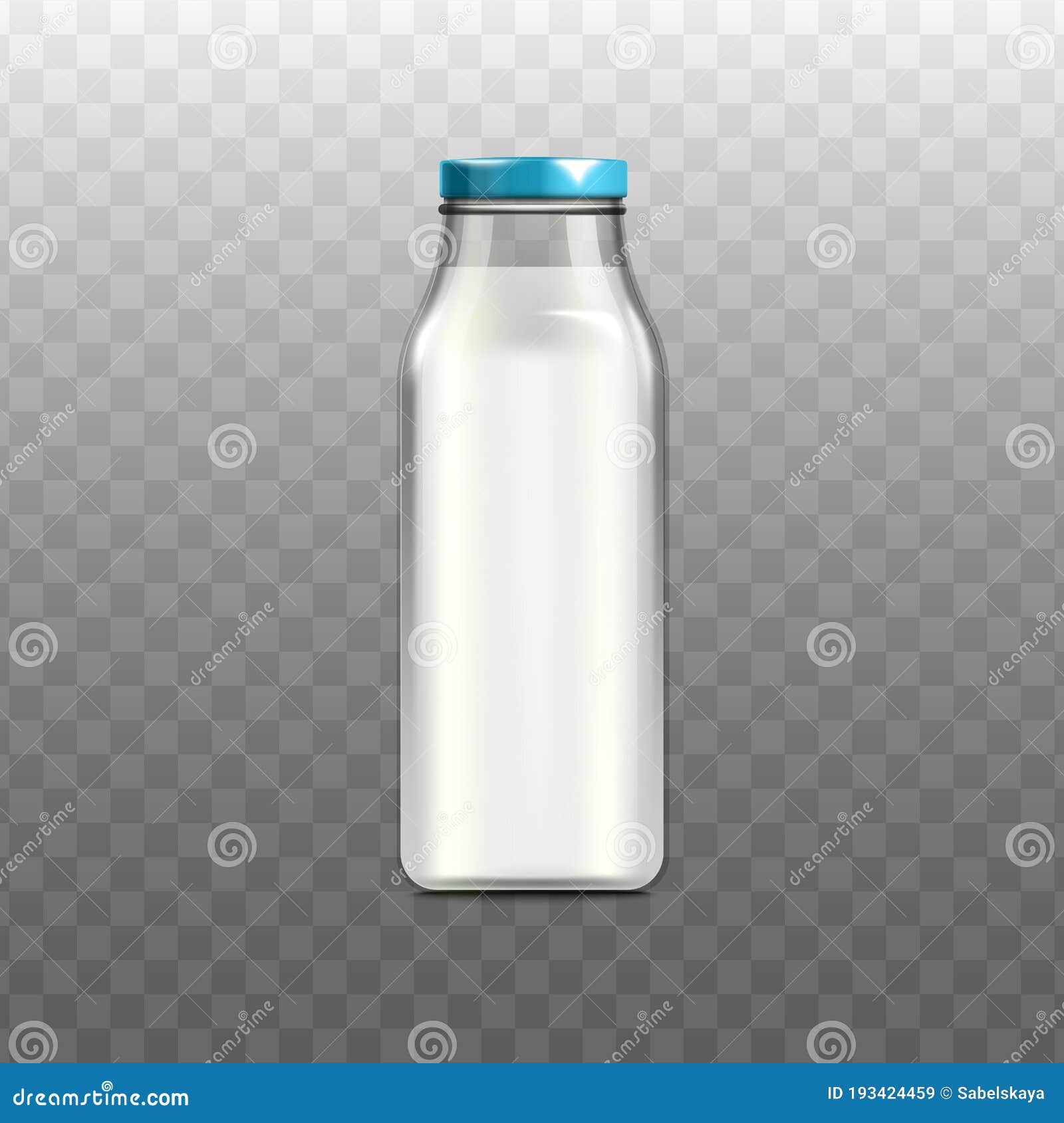 Download Full Milk Bottle Mockup Realistic Glass Drink Container Stock Vector Illustration Of Liquid Clear 193424459