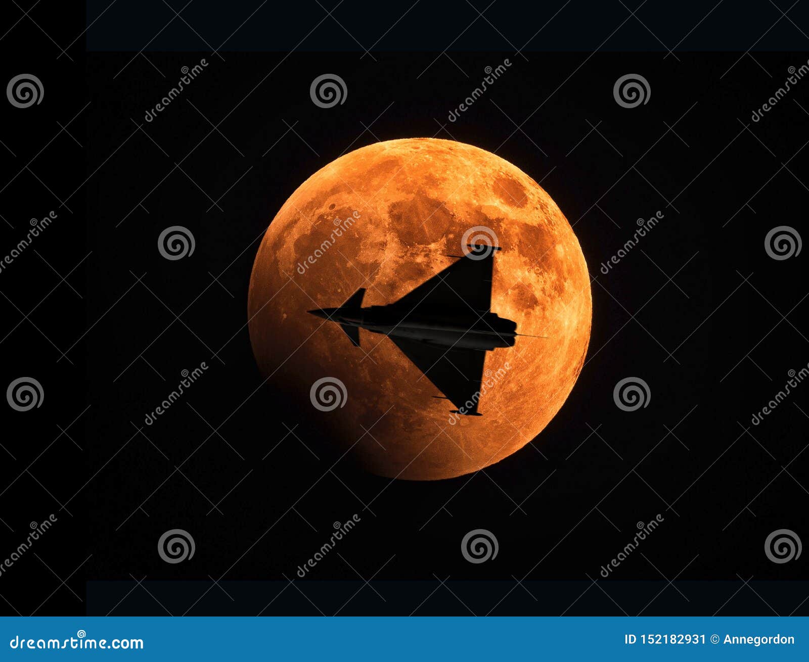 eurofighter warplane and full moon