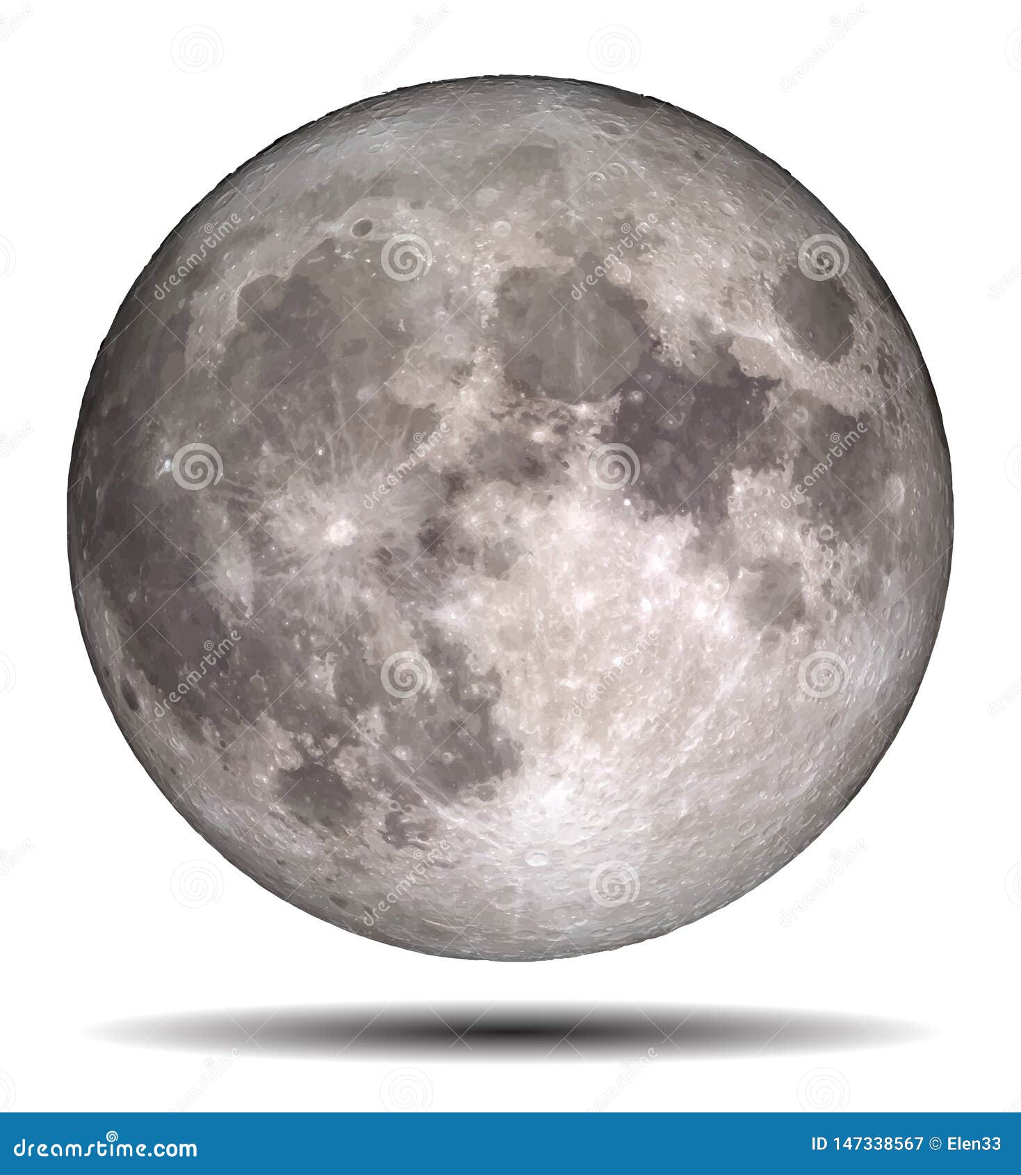 full moon  on white background