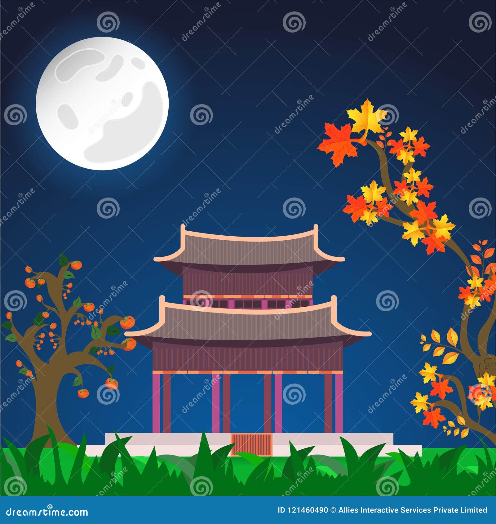 full moon night view background with sojiji temple nishiarai da