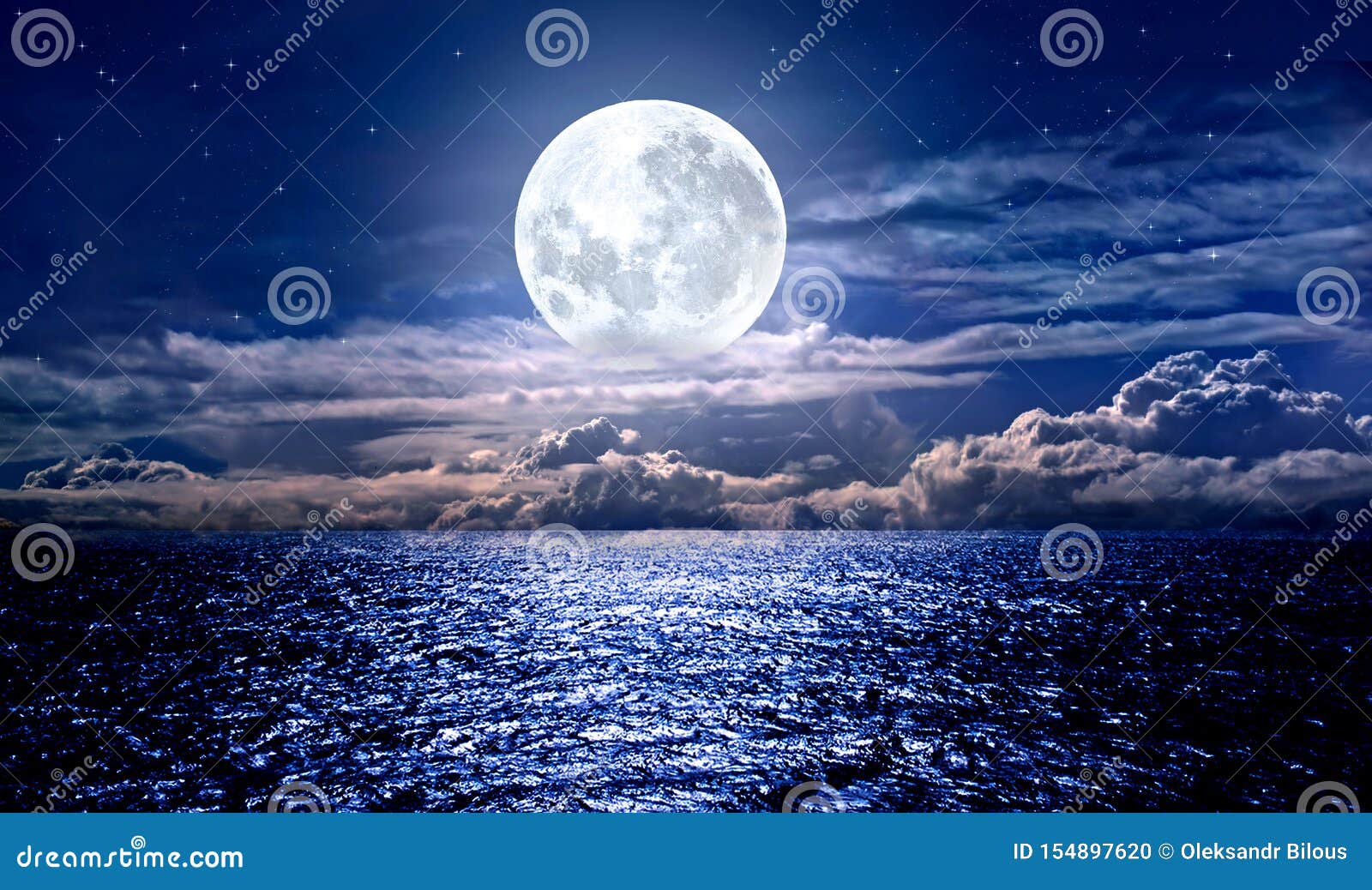Full Moon Over The Sea Stock Photo Image Of Atmosphere