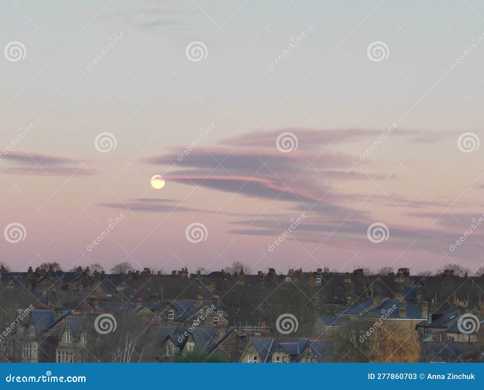 Full moon in pink sky stock image. Image of moon, pink - 277860703