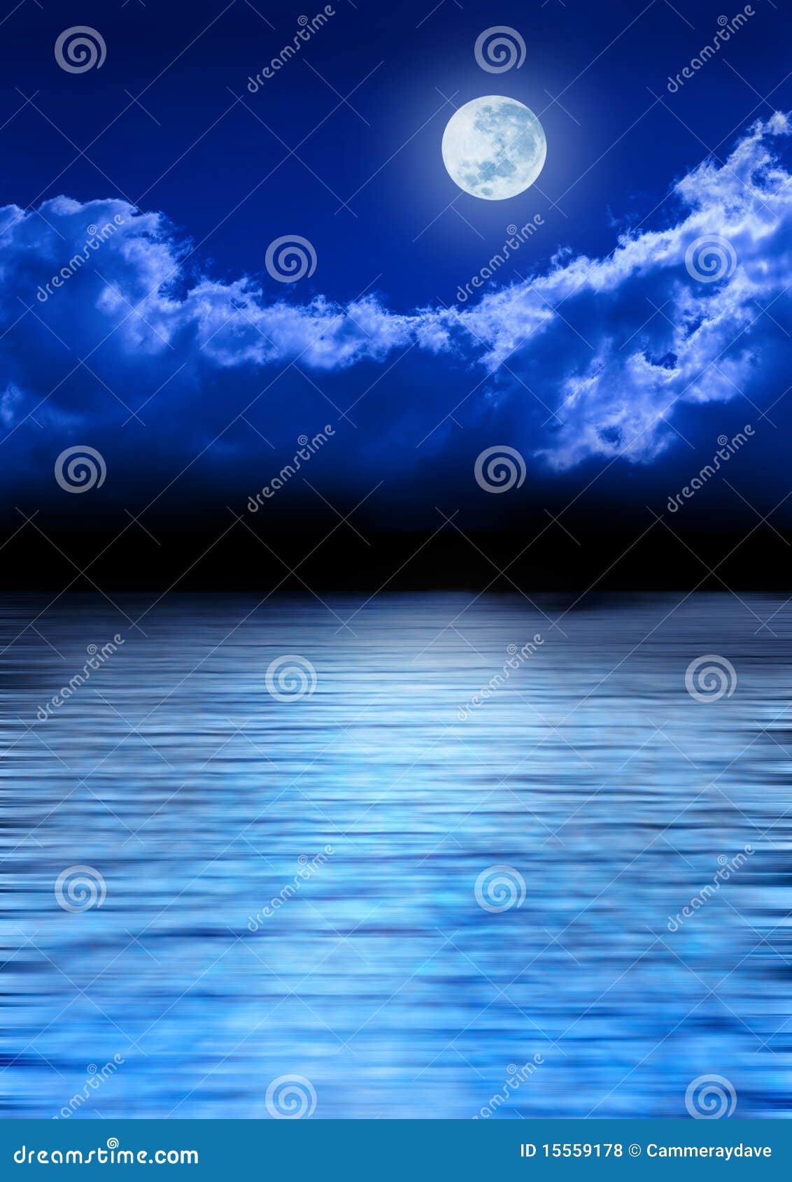 full moon sky and ocean