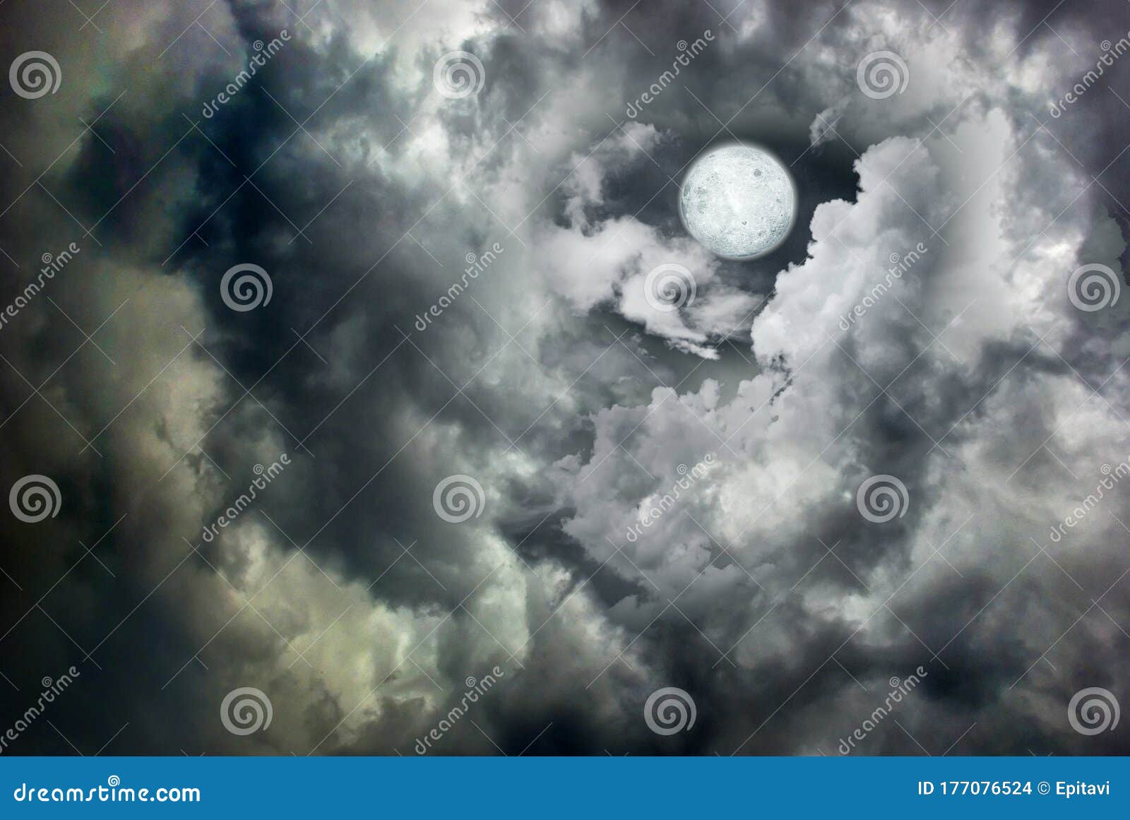 Full moon on a stormy sky stock photo. Image of scenic 177076524