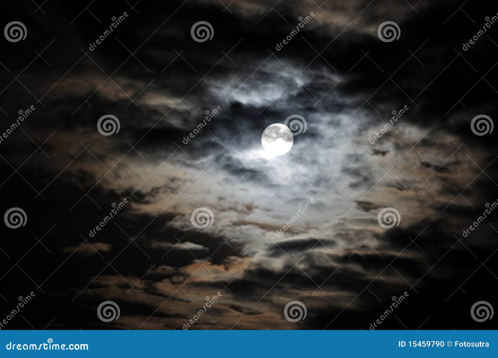 full moon and white clouds on black night sky