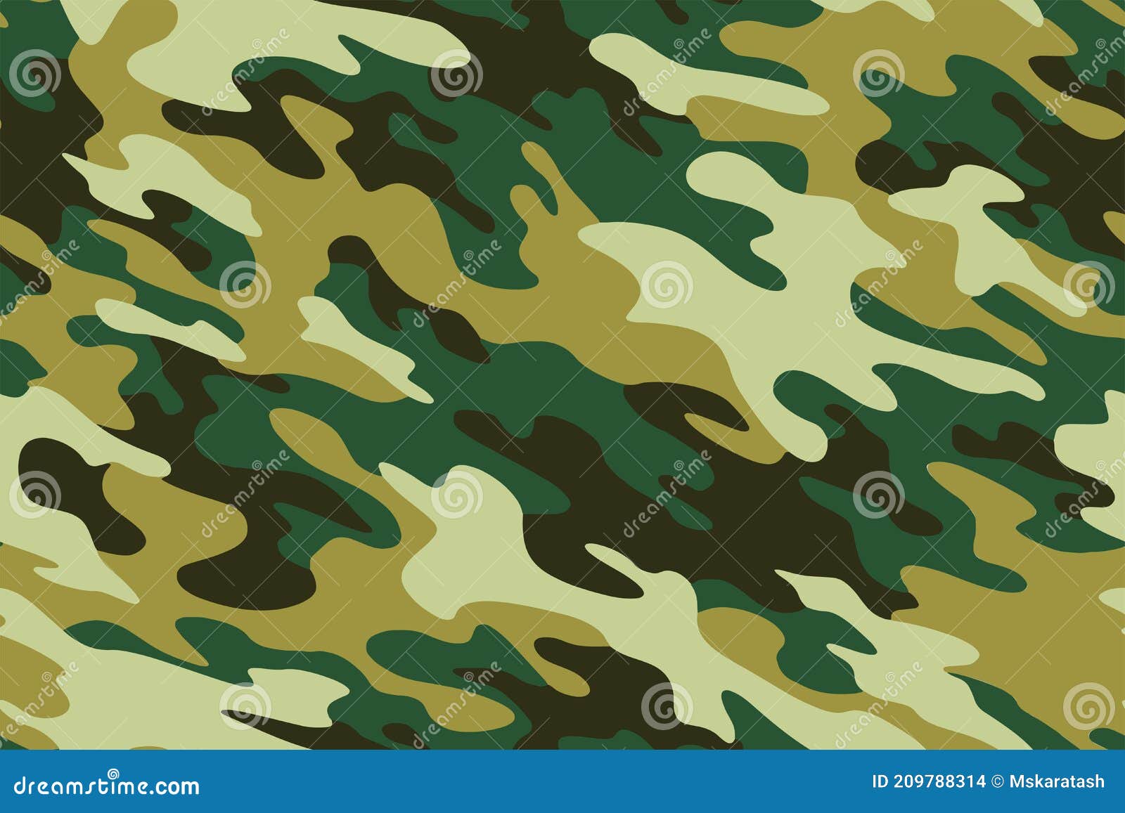 Seamless Khaki Camouflage Texture Pattern Vector. Army Skin Design