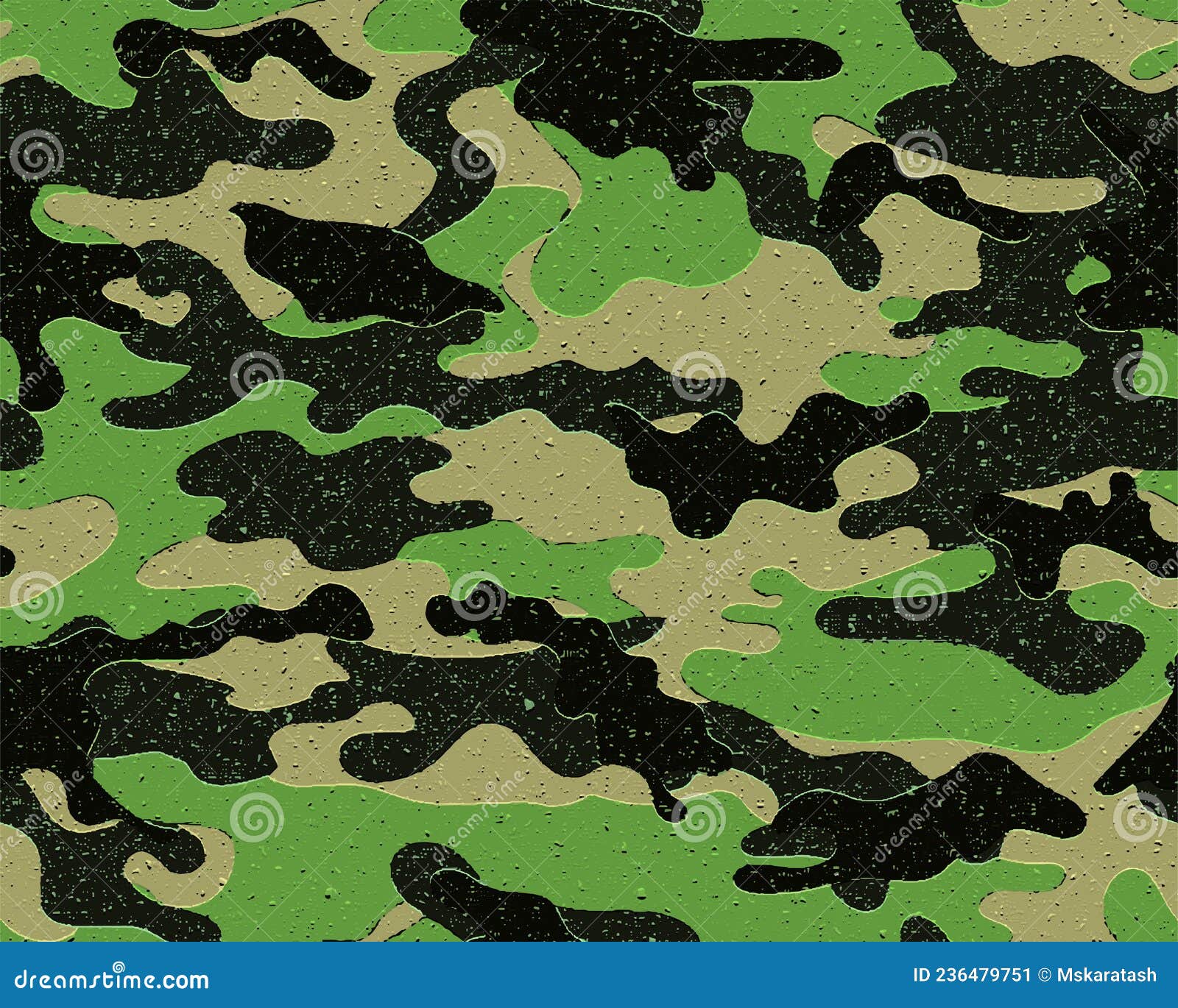 Seamless Khaki Military Camouflage Texture Pattern Vector