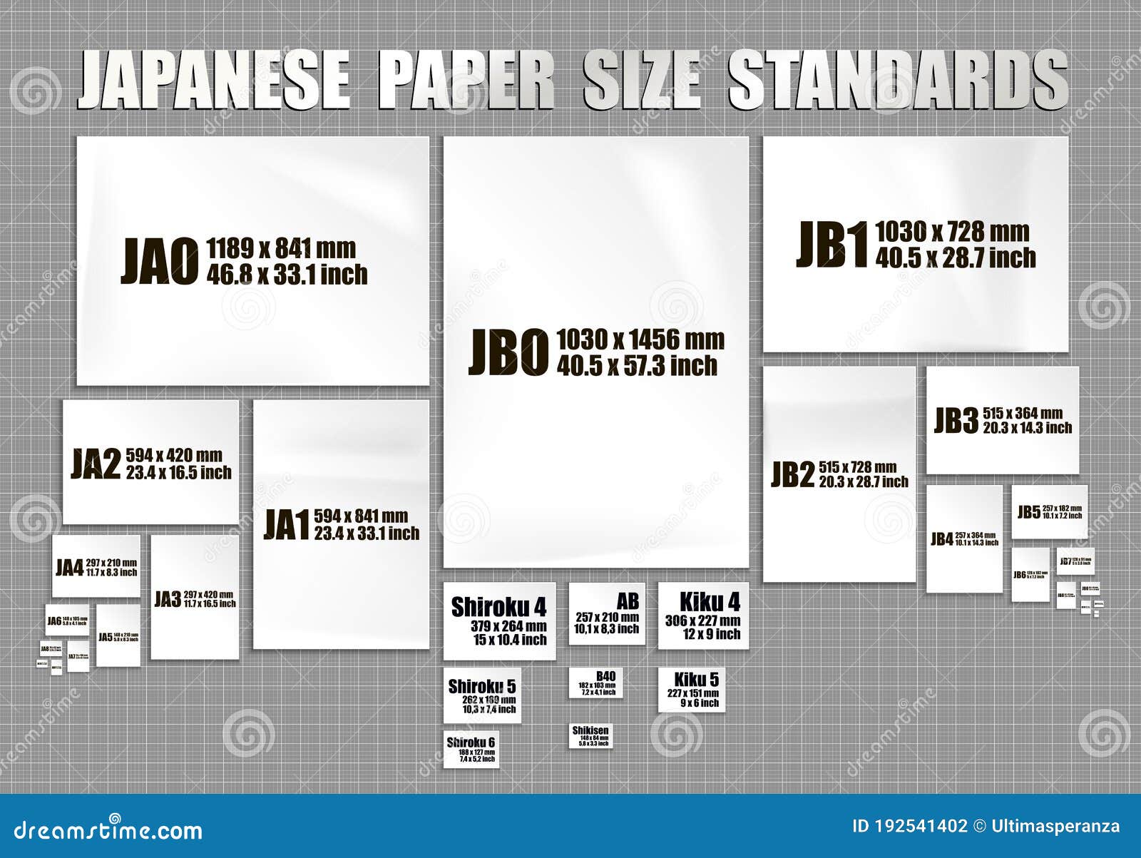 Full Set of Japanese Paper Sheets Standards of Series JIS a, JIS B ...