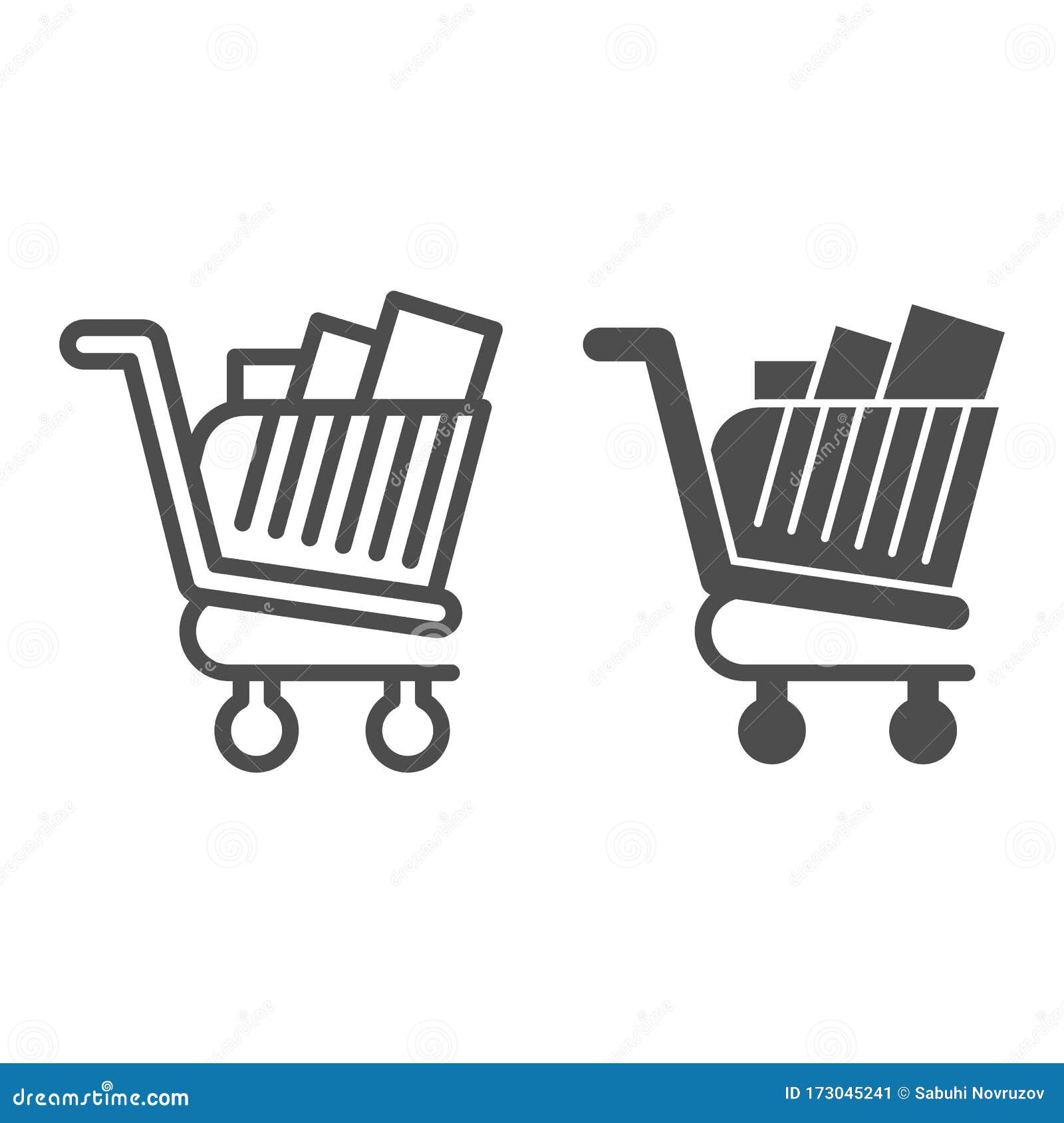 Mouthwash Opaque cock Full Shopping Cart Line and Glyph Icon. Market Trolley with Product  Packages Stock Vector - Illustration of line, internet: 173045241