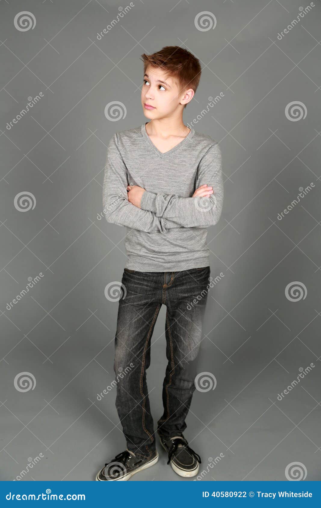 Full Shot Of Cute Tween Boy Stock Photo - Image: 40580922