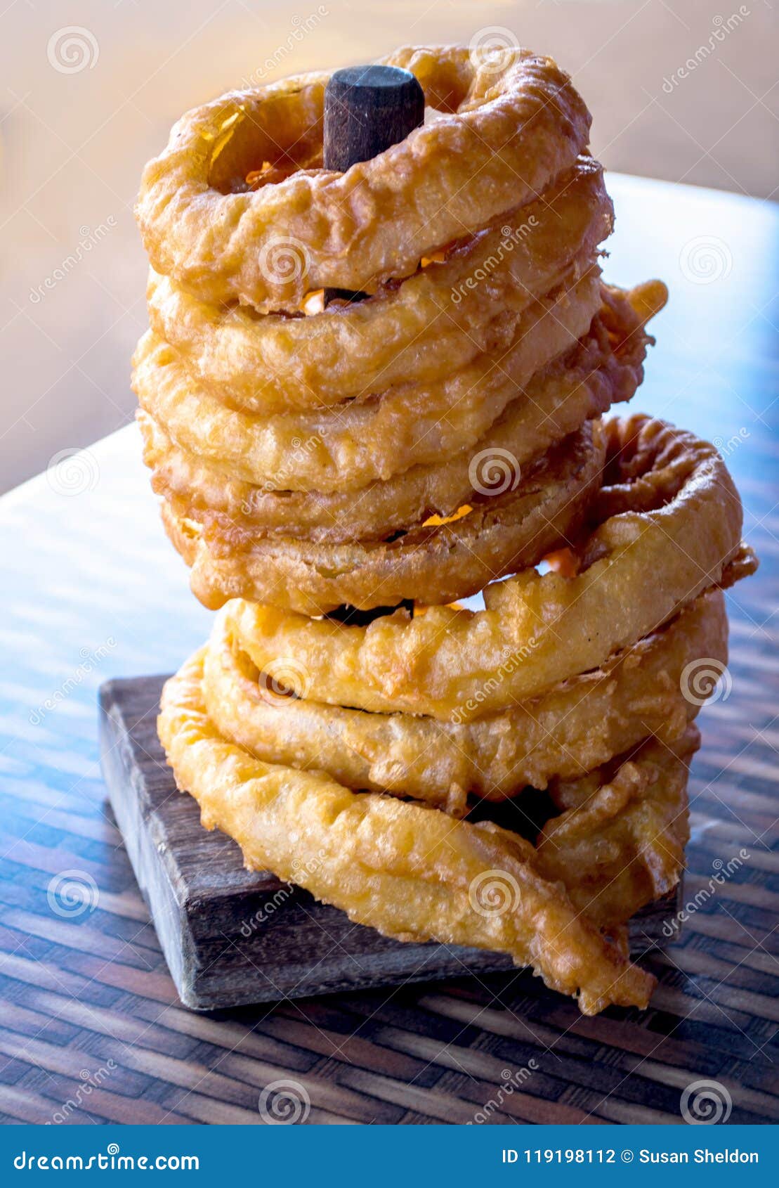 A Full Stack of Crispy Deep Fried Onion Rings Stock Photo Image of