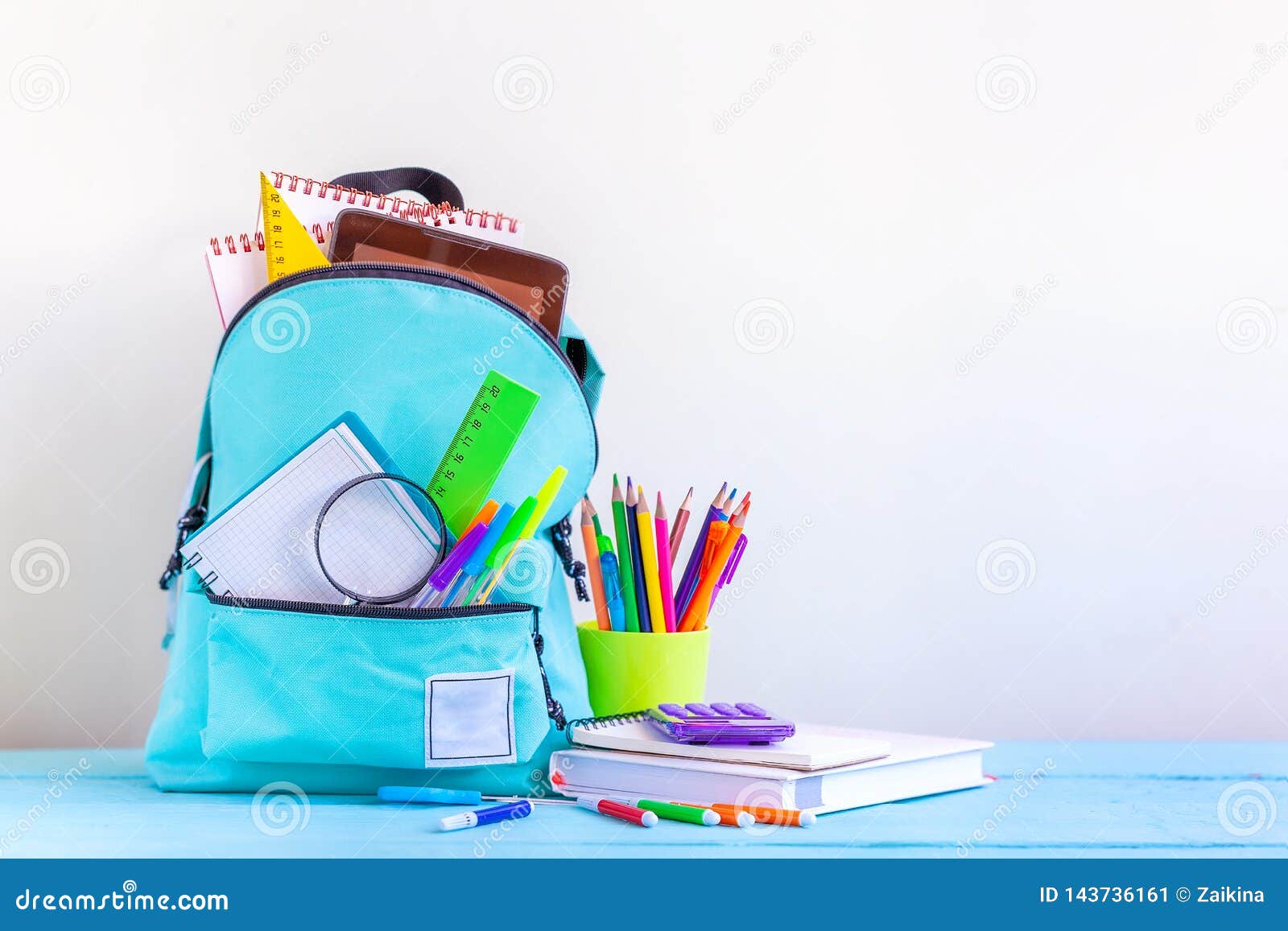 turquoise school bag