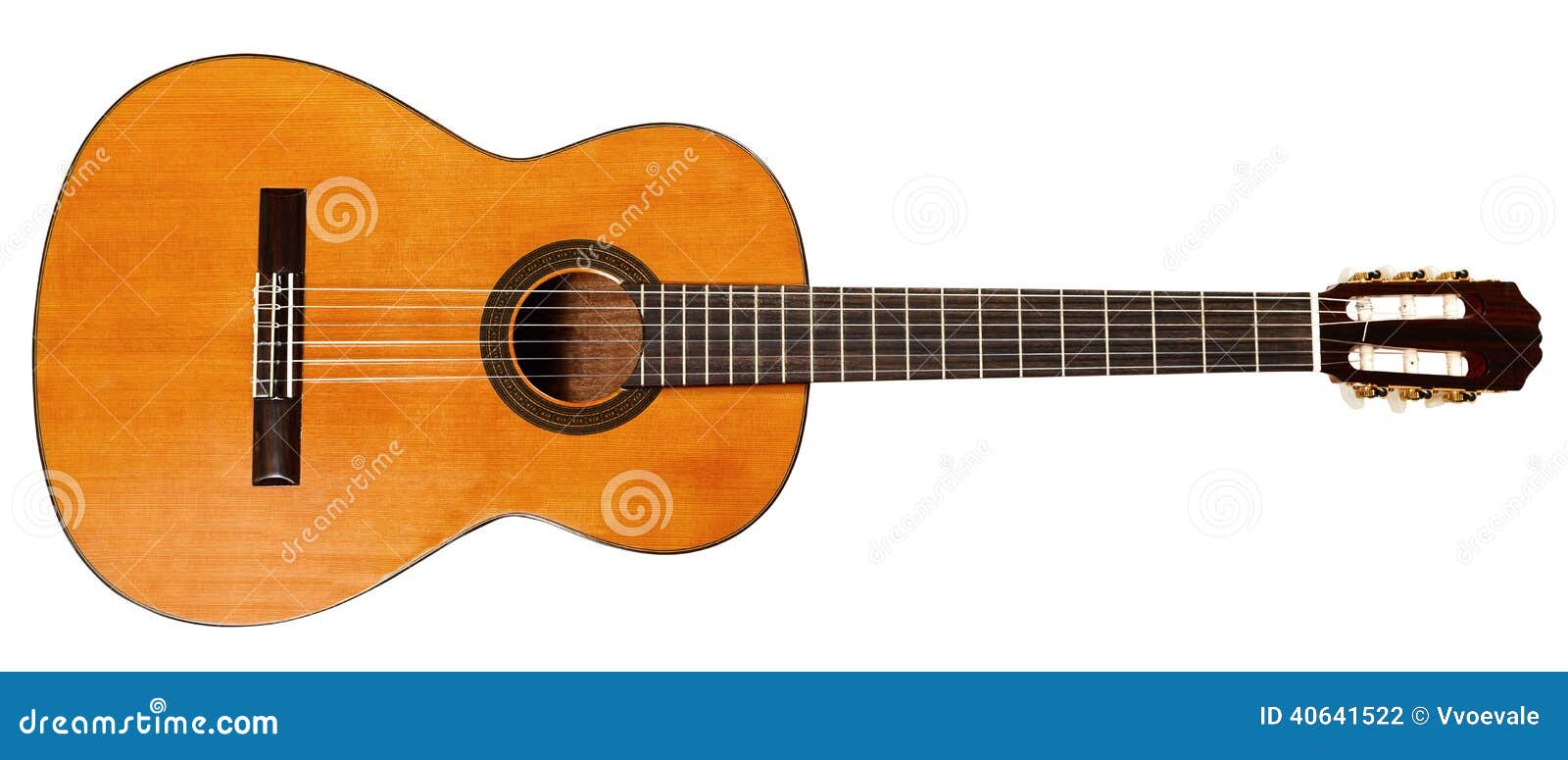 Full View of Spanish Acoustic Guitar Stock Photo Image of white