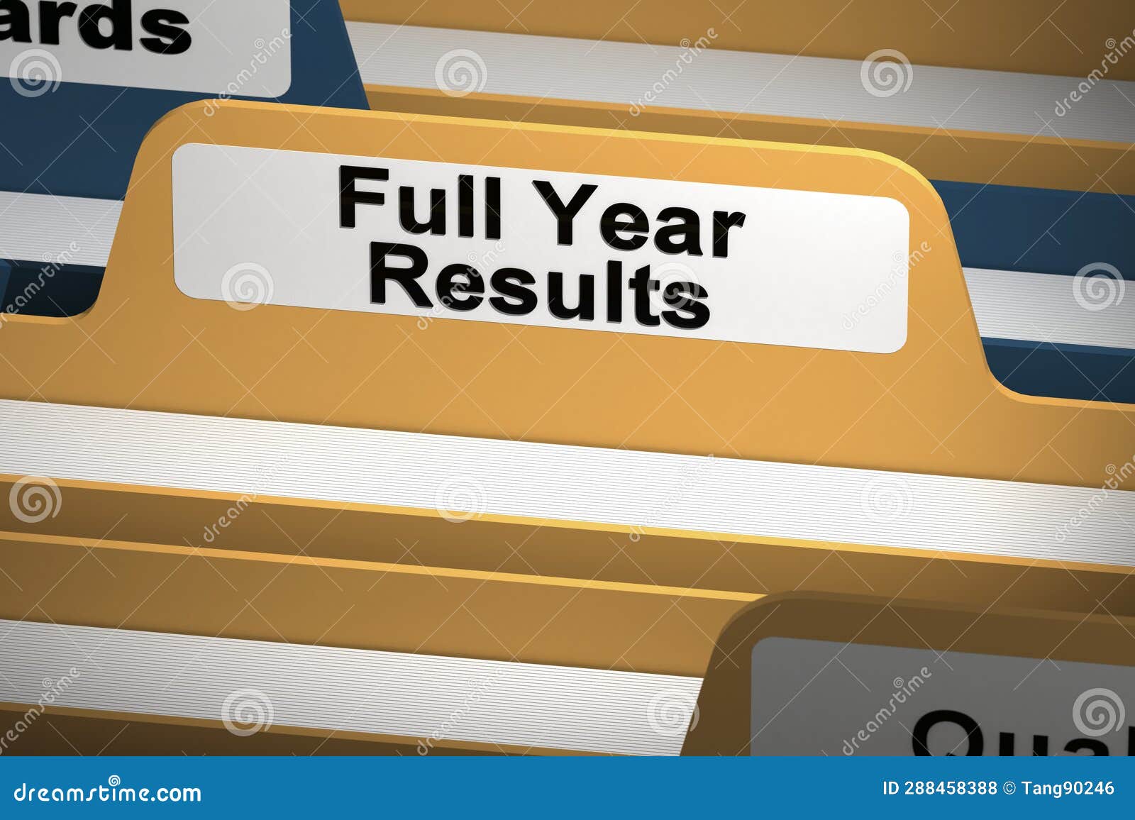 Full Year Results Word on Yellow Folde Stock Illustration