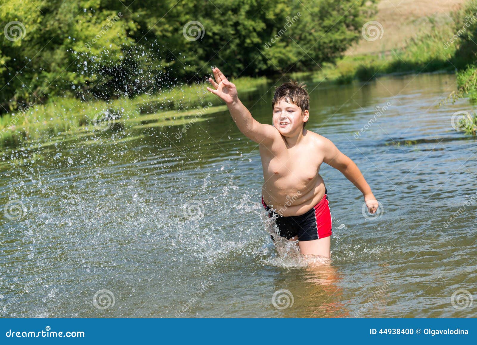 Full 10 Years Boy Swim in River Stock Photo Image of caucasian, beach