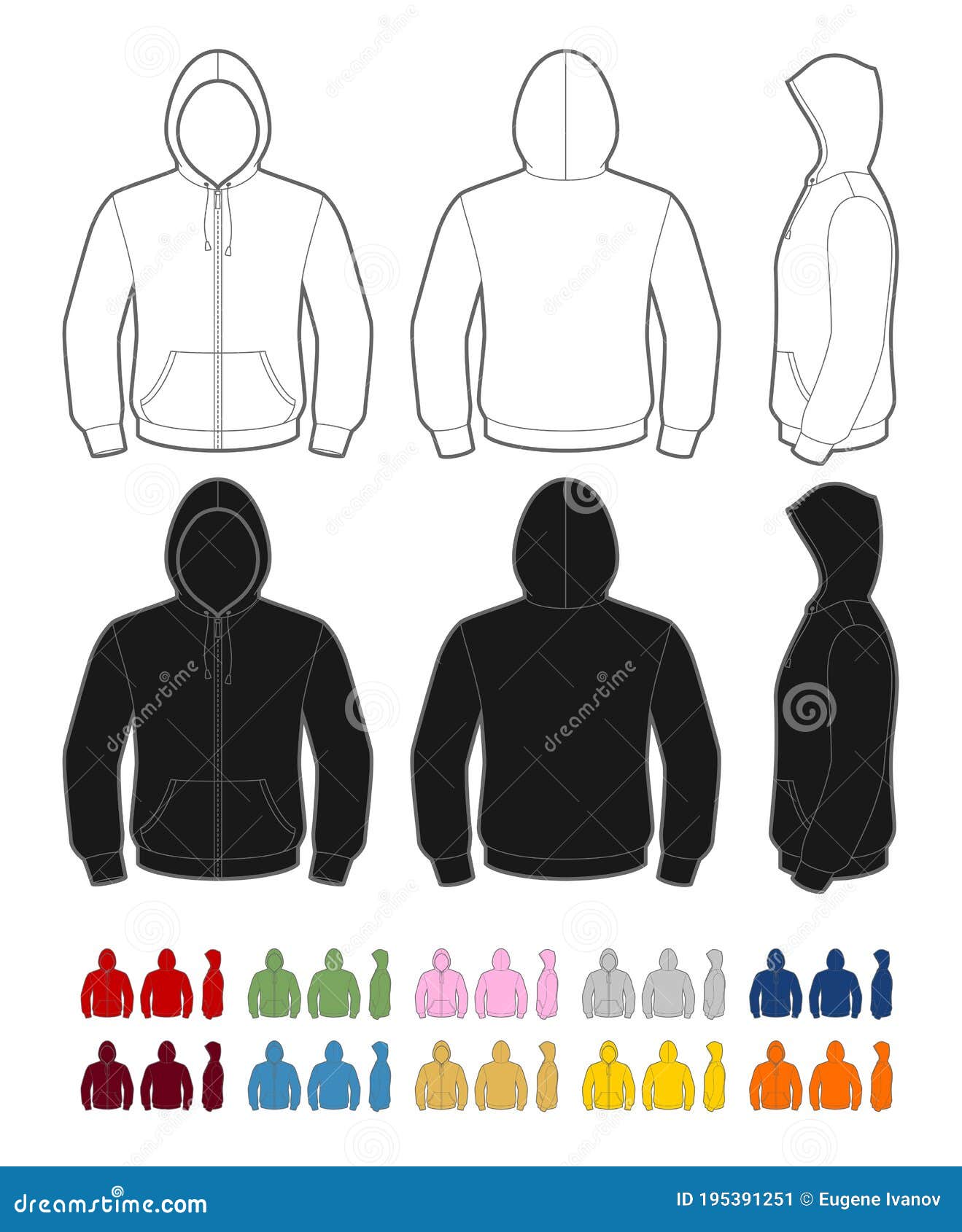 Fullzip hoodie stock vector. Illustration of blue, isolated 195391251