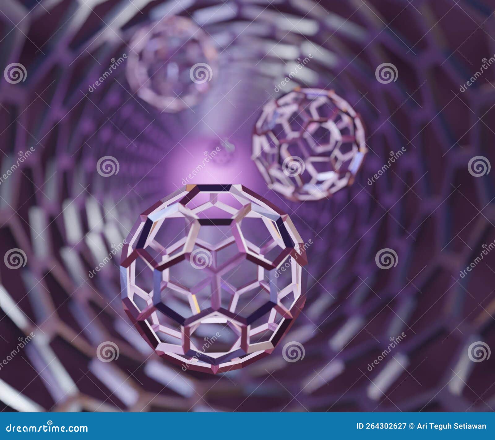 Fullerene With Carbon Atoms Represented On Glass Stock Photo ...