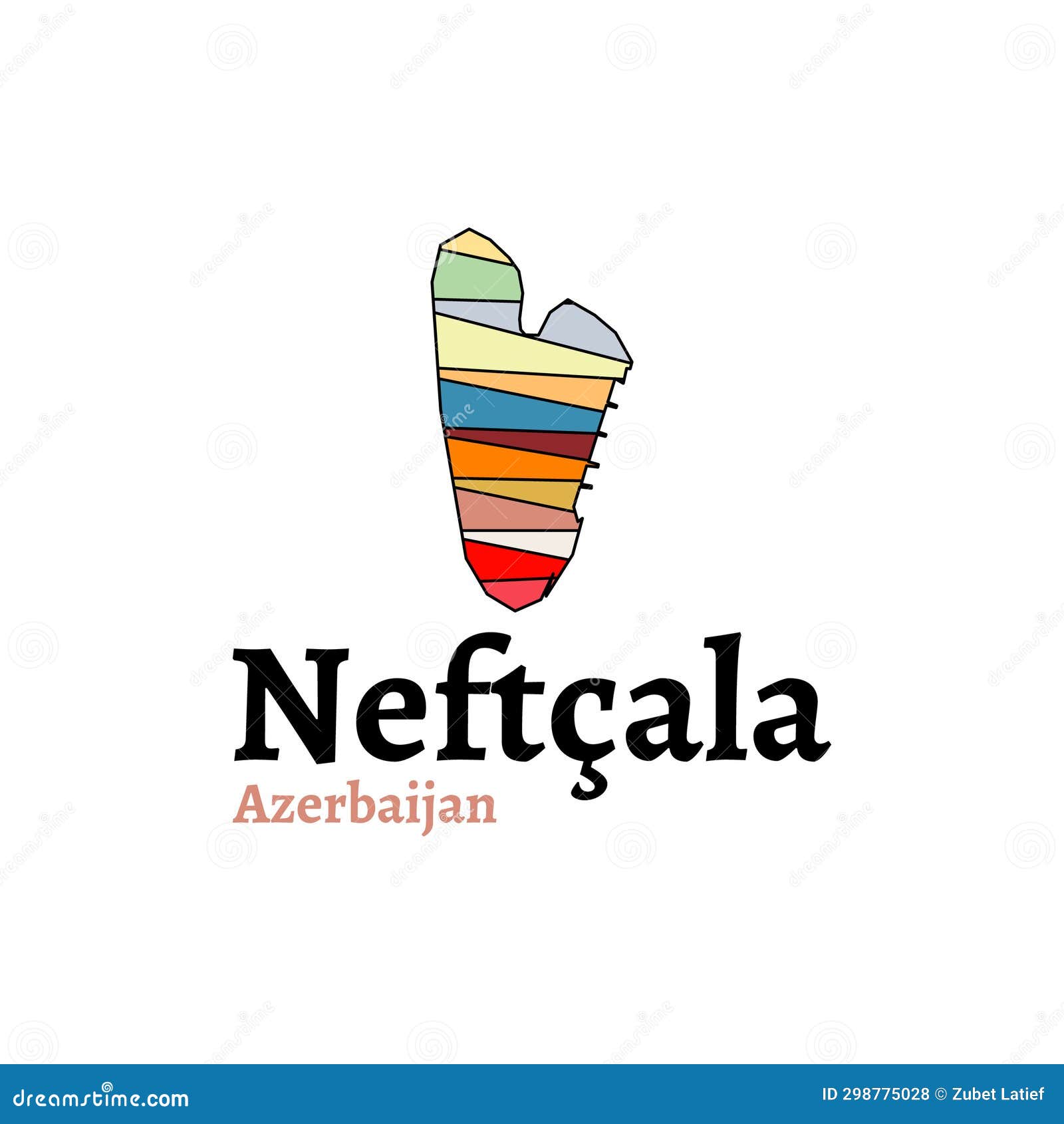 Fully Editable Detailed Vector Map of Neftcala Azerbaijan, Azerbaijan