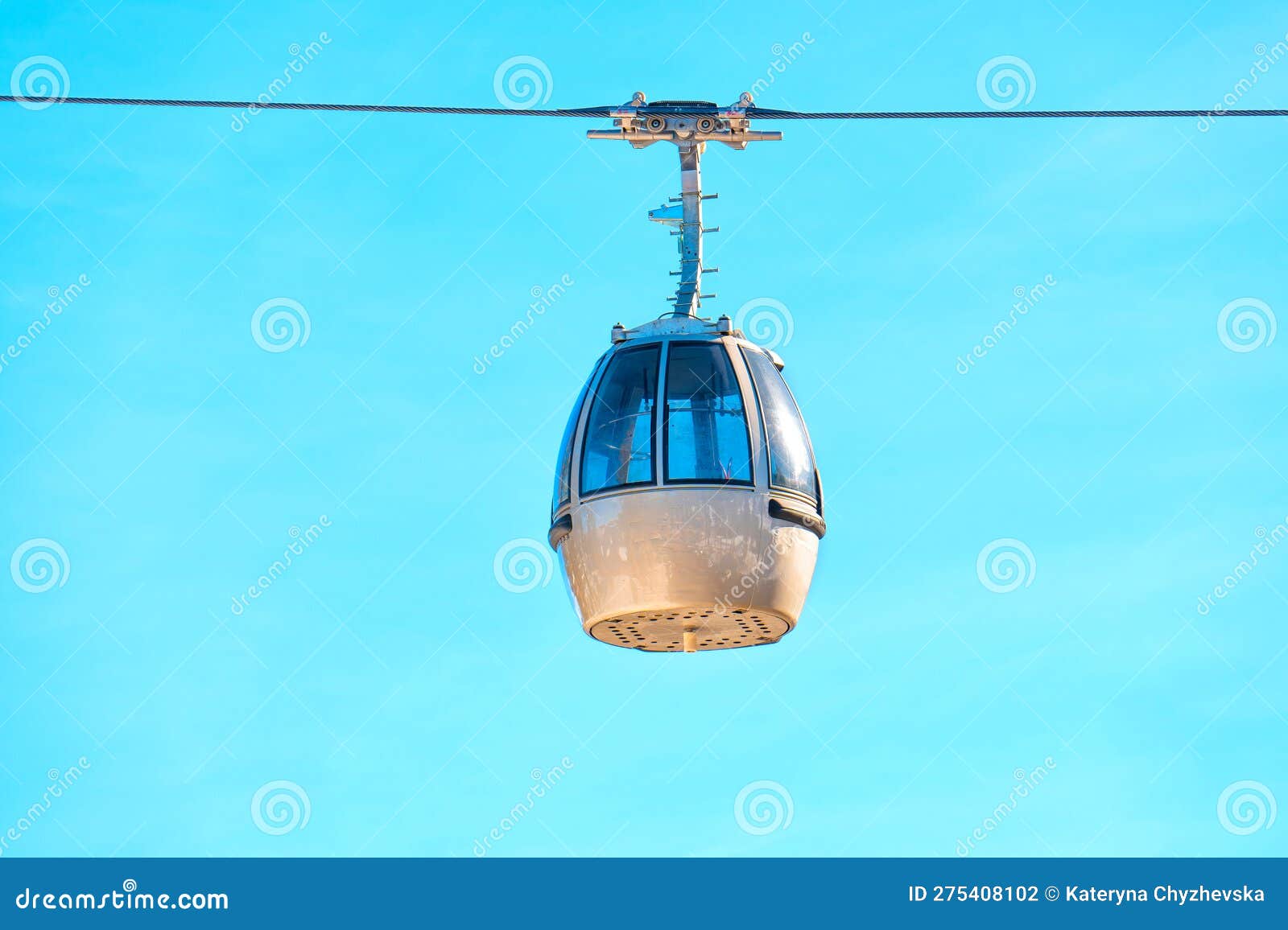 Fully Enclosed Ski Lift Set Against Blue Sky Stock Photo Image of
