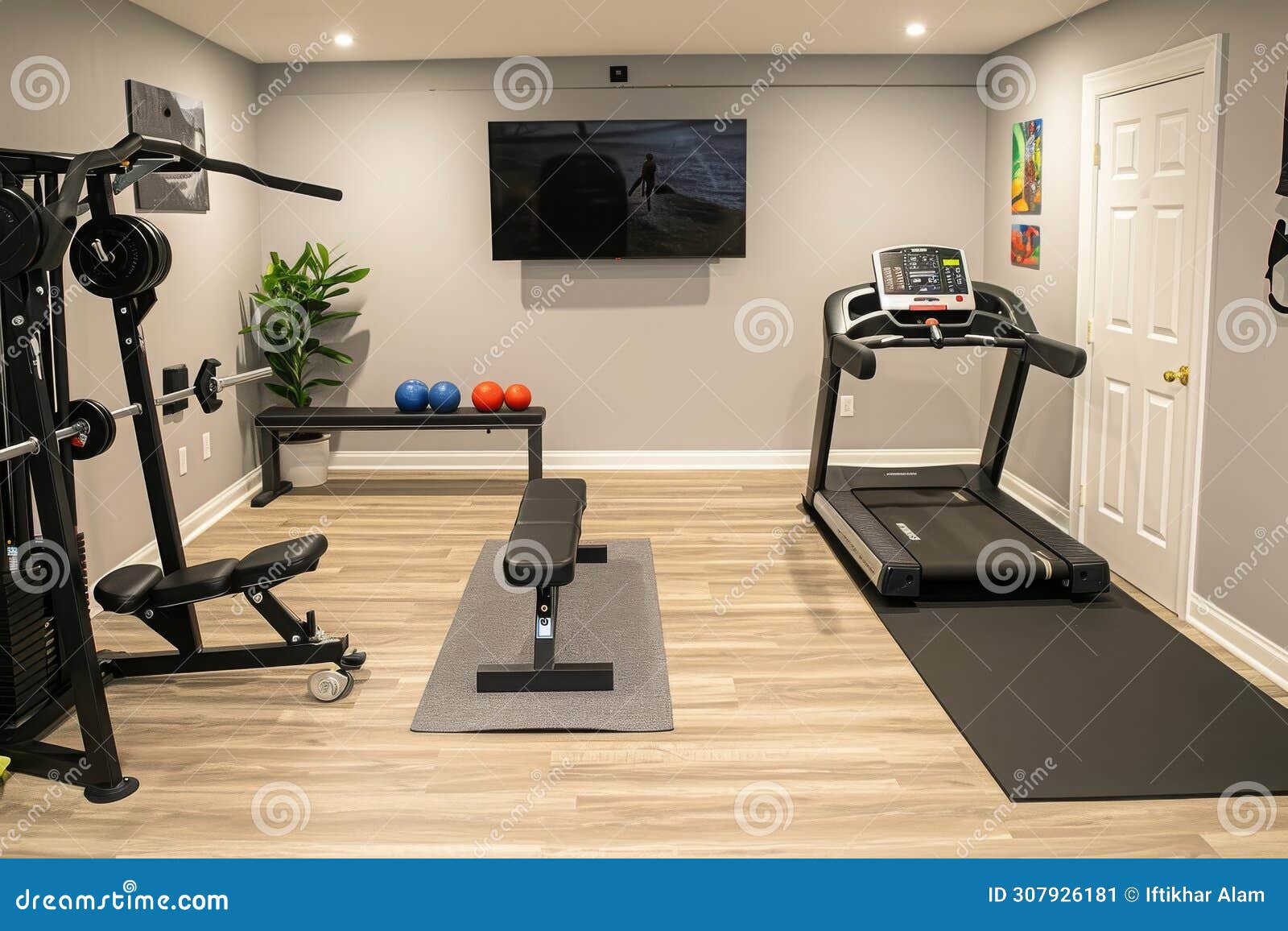 A Fully Equipped Home Gym Featuring Treadmills and Various Exercise