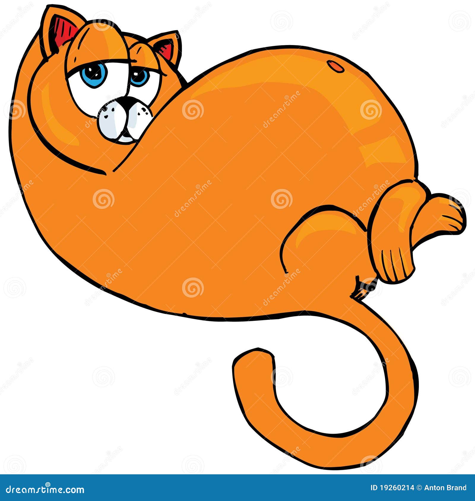 Fumetto del gatto arancione grasso. Isolato su bianco