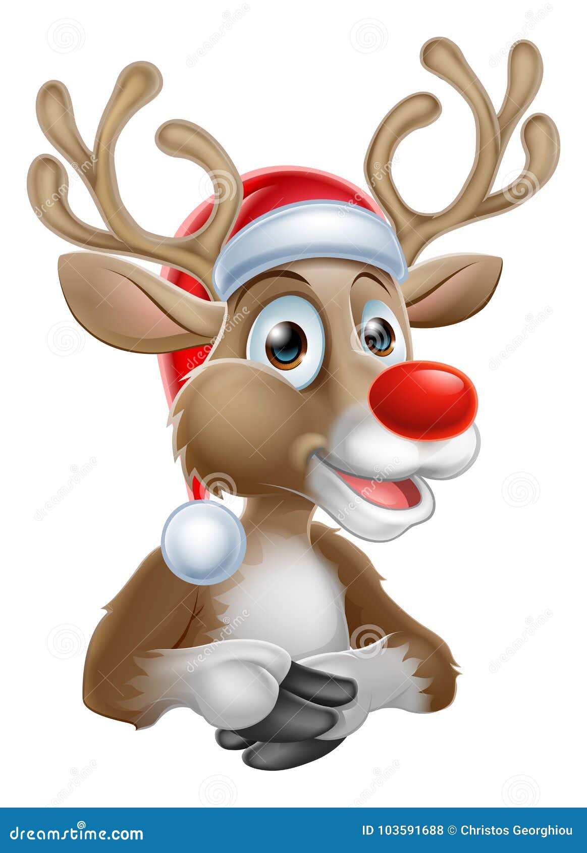 Foto Renne Di Natale.Fumetto Della Renna Di Natale Con Santa Hat Illustrazione Vettoriale Illustrazione Di Isolato Antlers 103591688