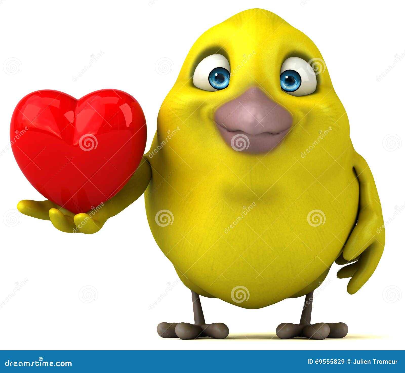 Fun bird stock illustration. Illustration of cute, heart - 69555829