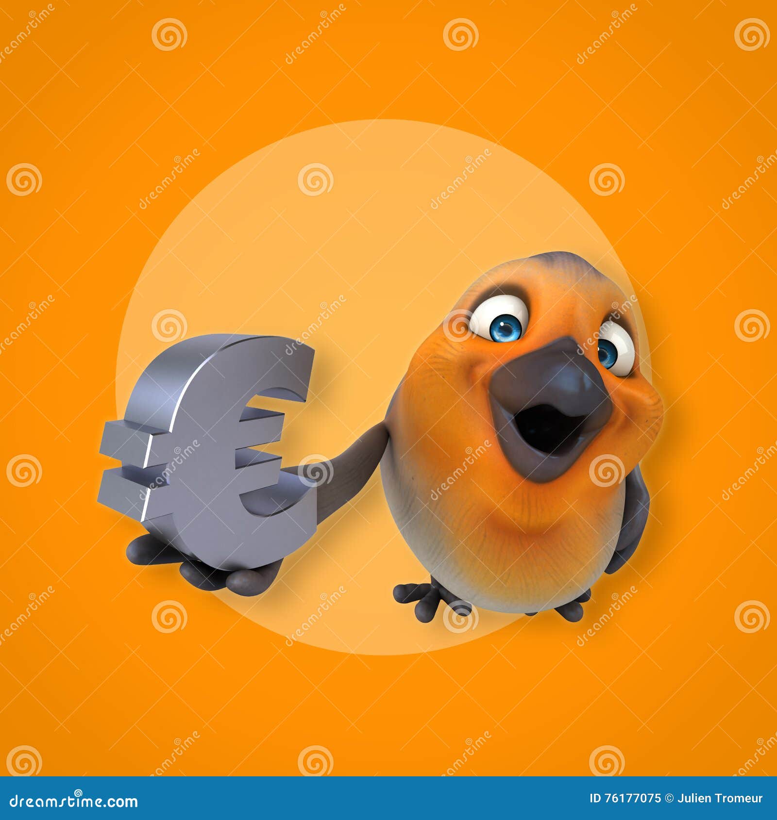 Fun bird stock illustration. Illustration of orange, euro - 76177075