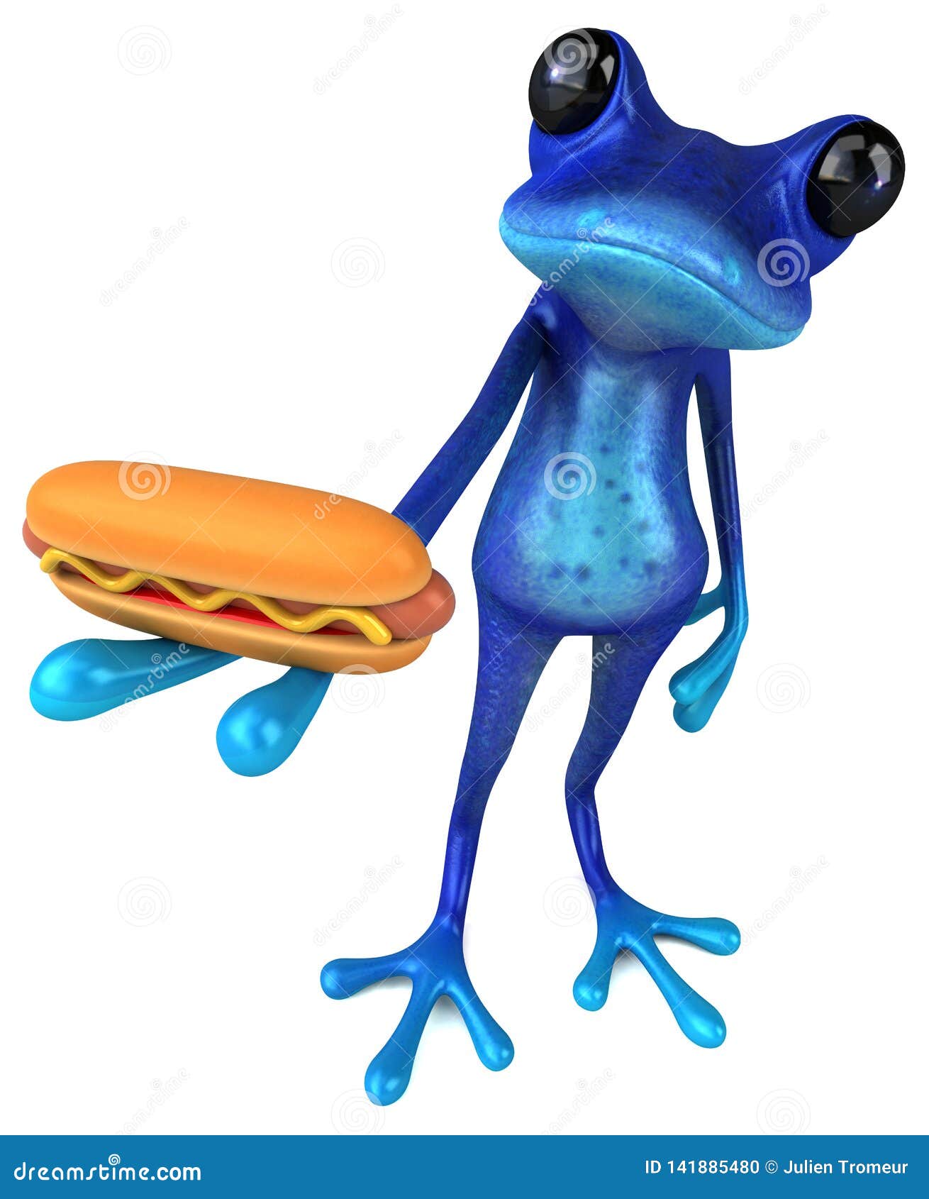 Fun Blue Frog - 3D Illustration Stock Illustration - Illustration of