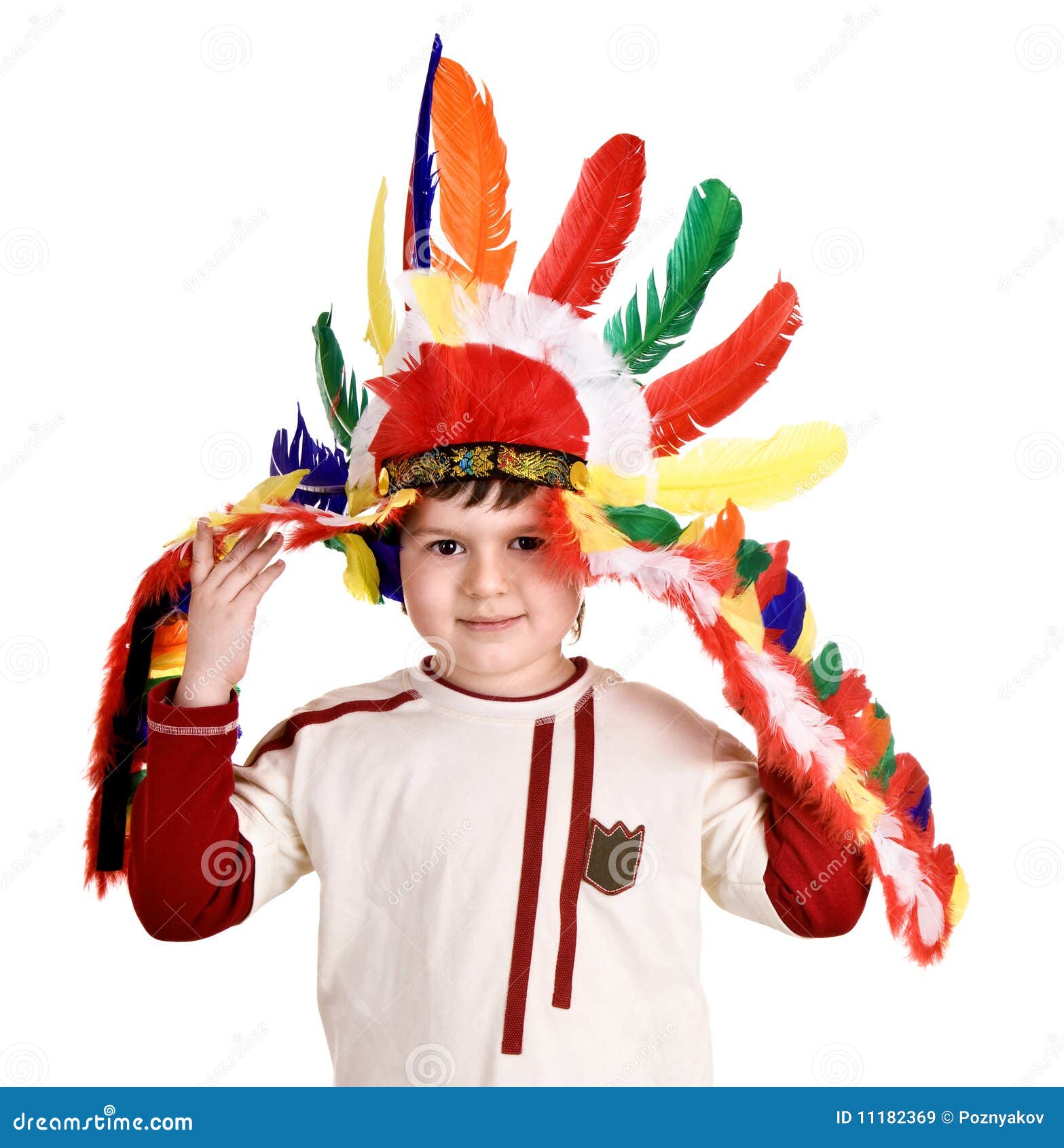 Fun Boy in Costume of Indian. Stock Image Image of party, culture