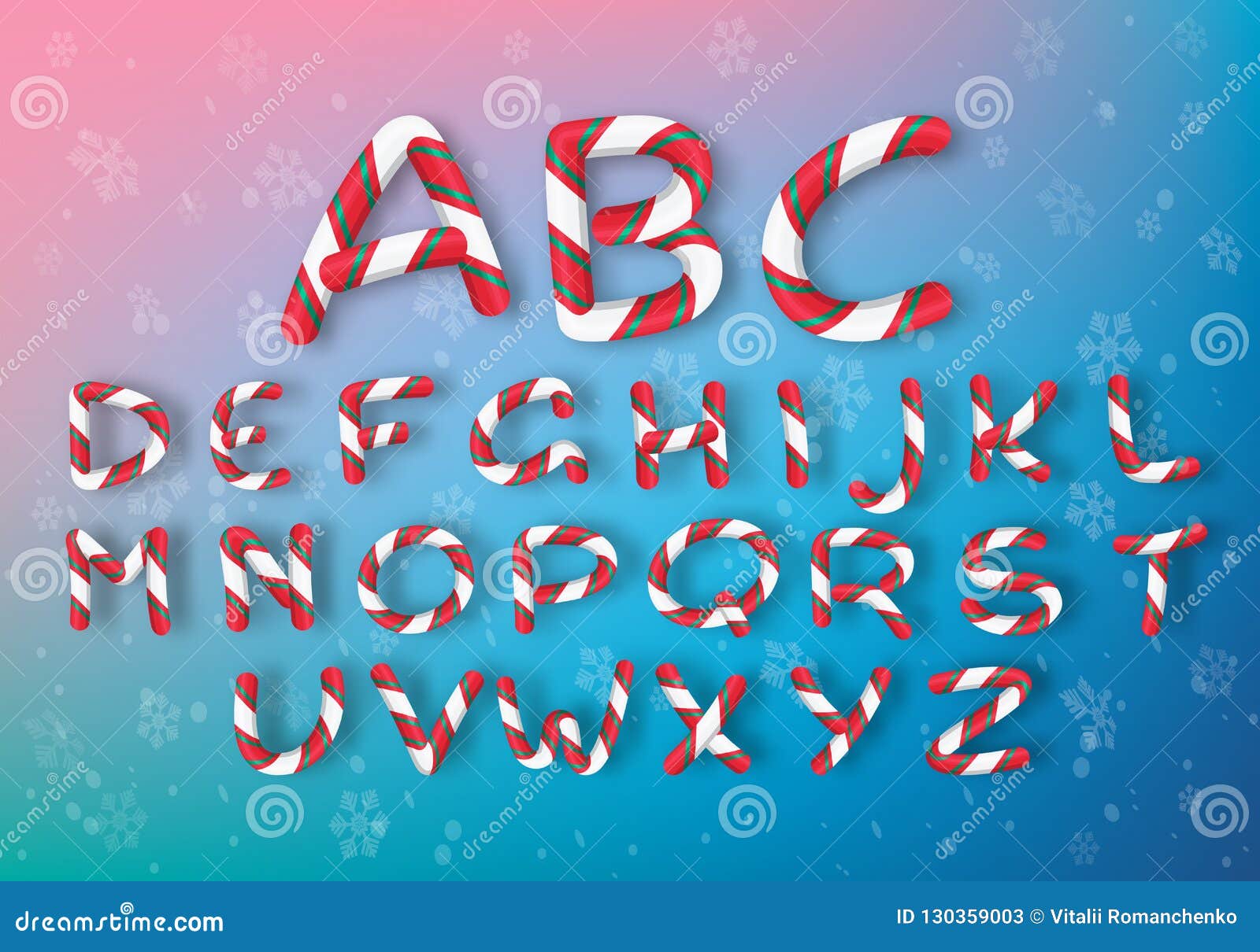 A Set of Multi-colored Caramel Letters. Bright Vector New Year`s Font ...