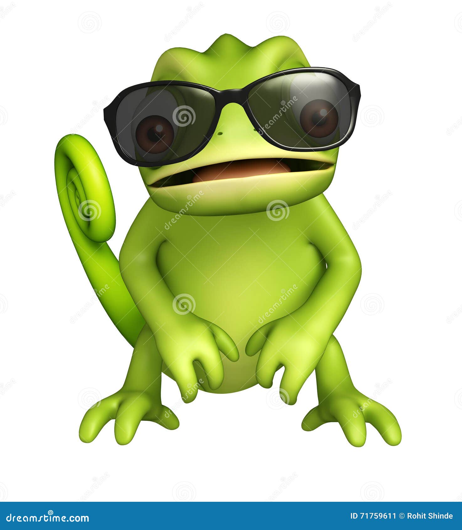 Fun Chameleon Cartoon Character with Sunglass Stock Illustration