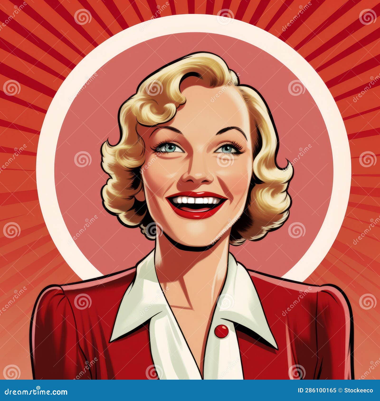 fun comic style: betty from the 1930s smiling with parallelogram