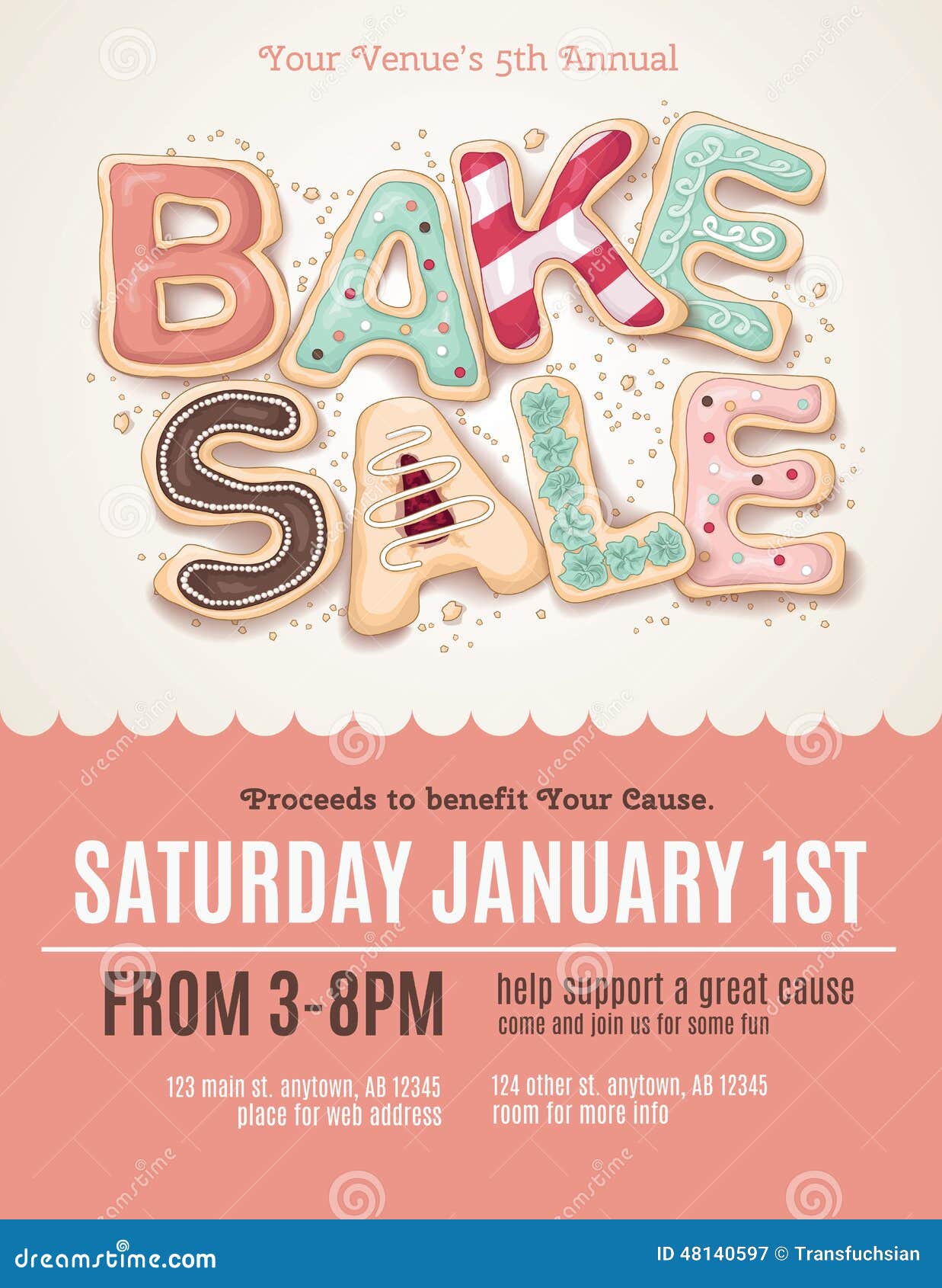 Fun Cookie Bake Sale Flyer Template Stock Vector - Illustration of For Bake Sale Flyer Free Template