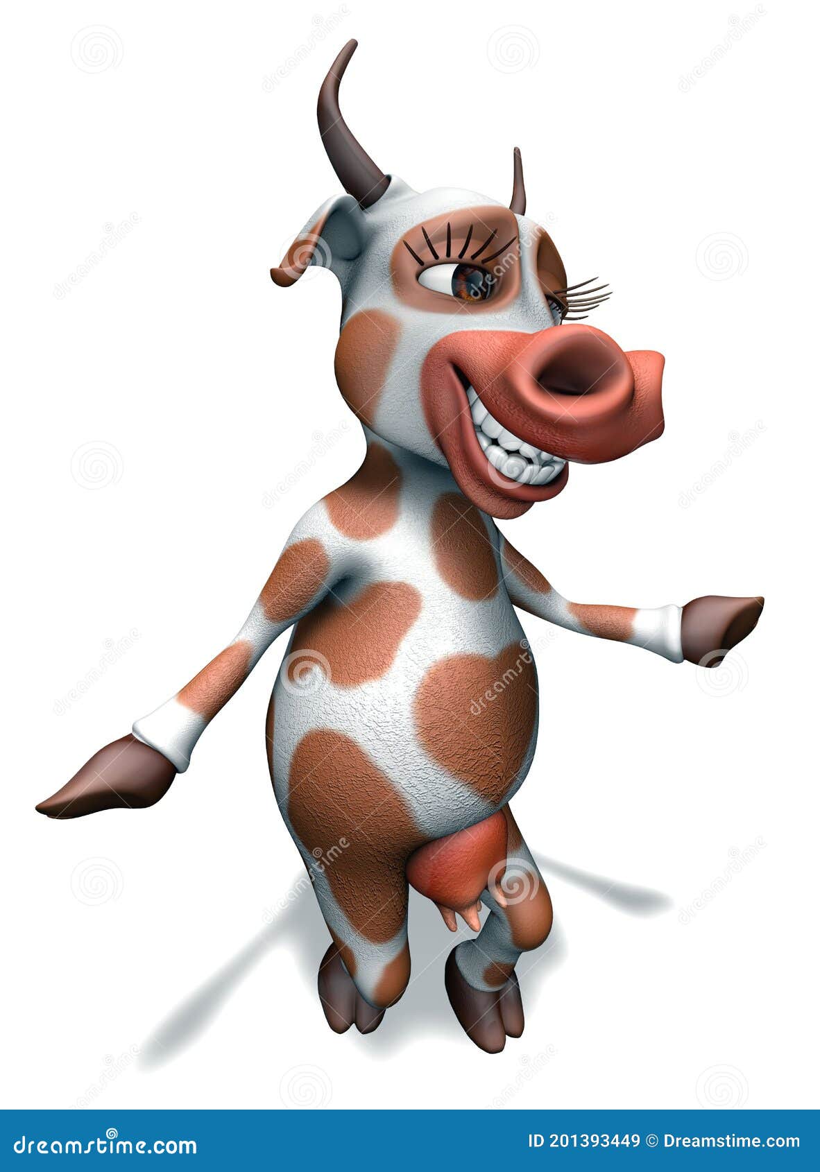 Fun Cow - Cartoon 3D Character Stock Illustration - Illustration of  children, mammal: 201393449