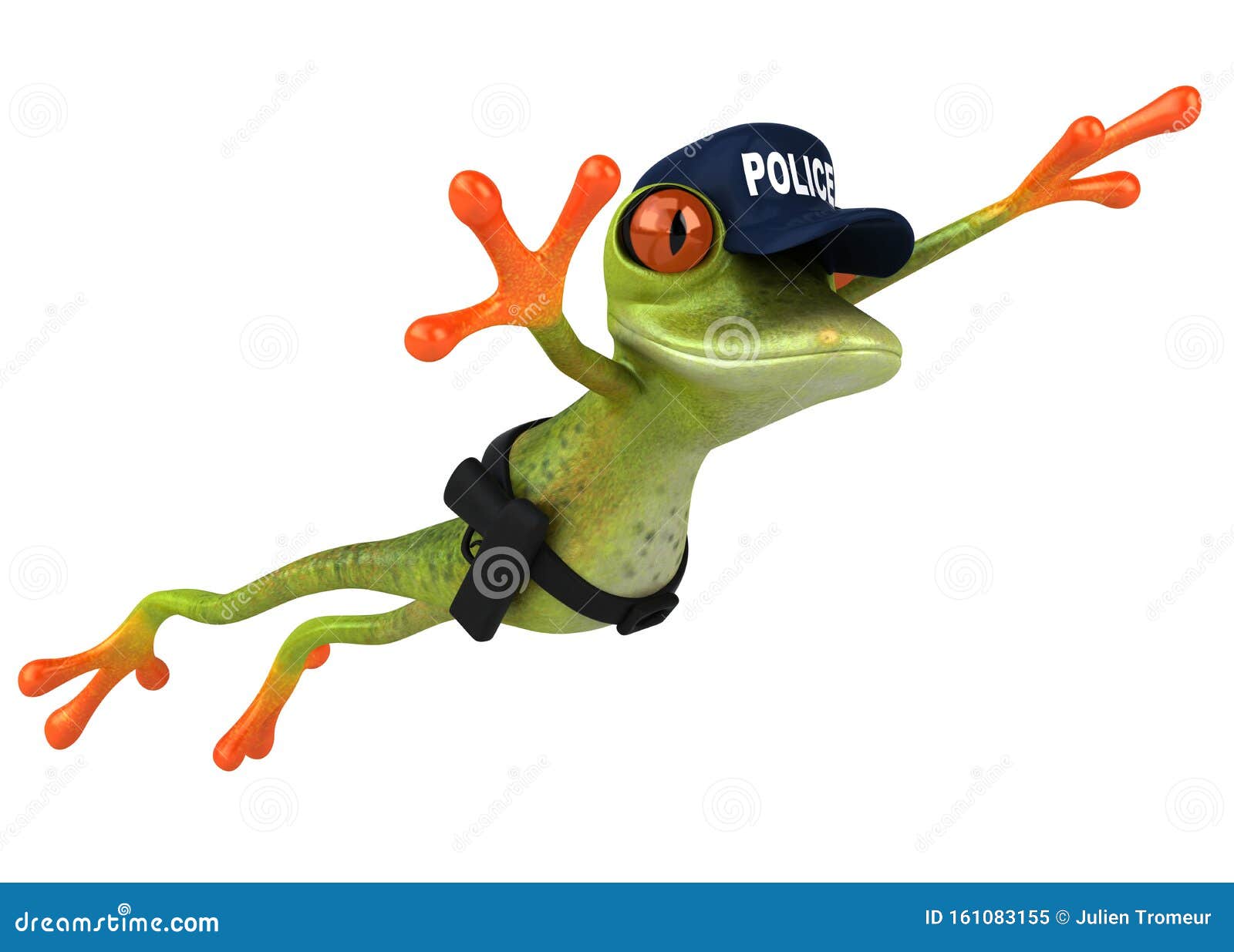 Fun 3D Cartoon Frog Police Officer Stock Illustration - Illustration of  green, police: 161083155