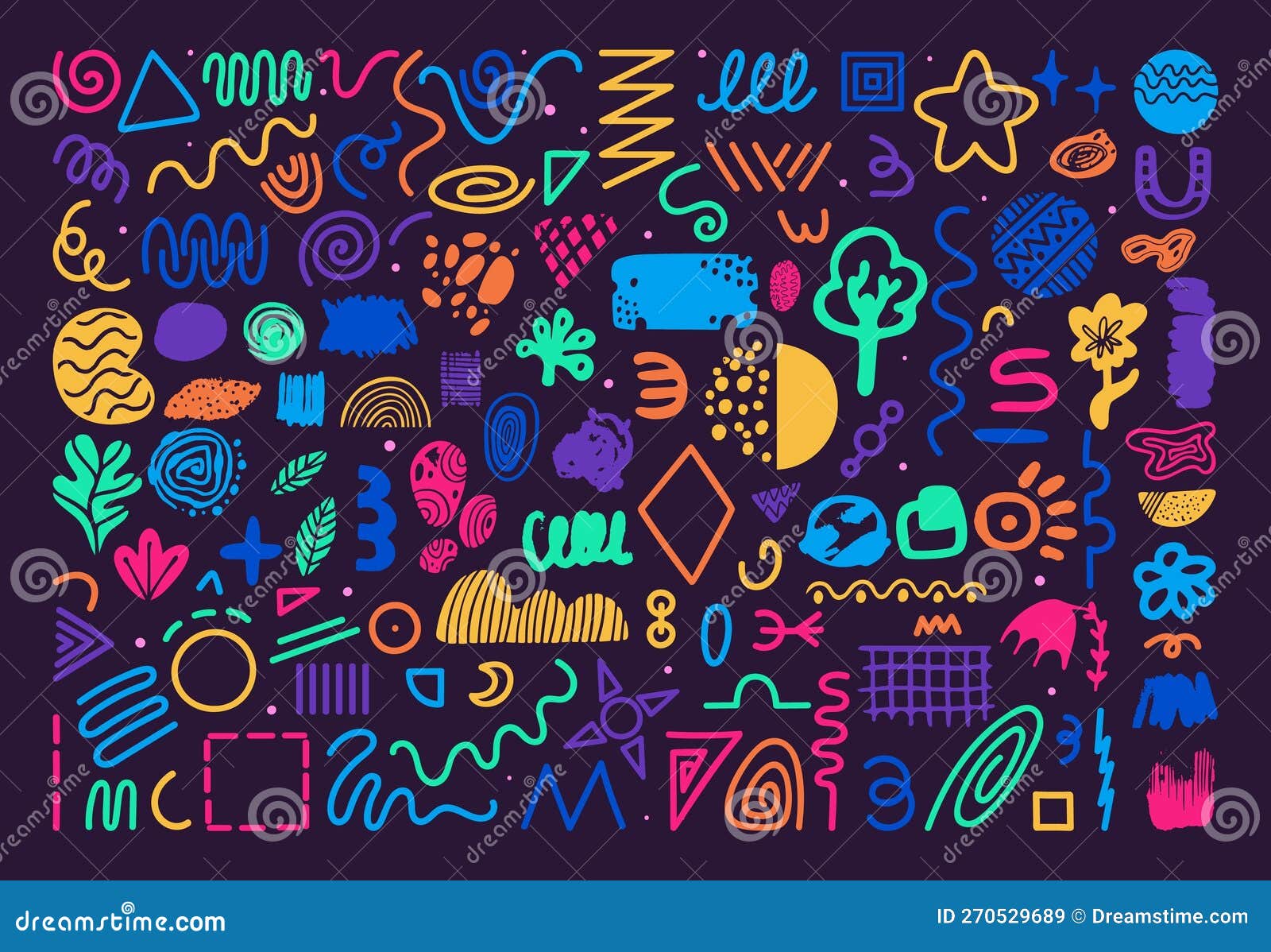 fun doodle abstract s, children random draw artwork. youth art, colorful confetti blobs. textured brushes s
